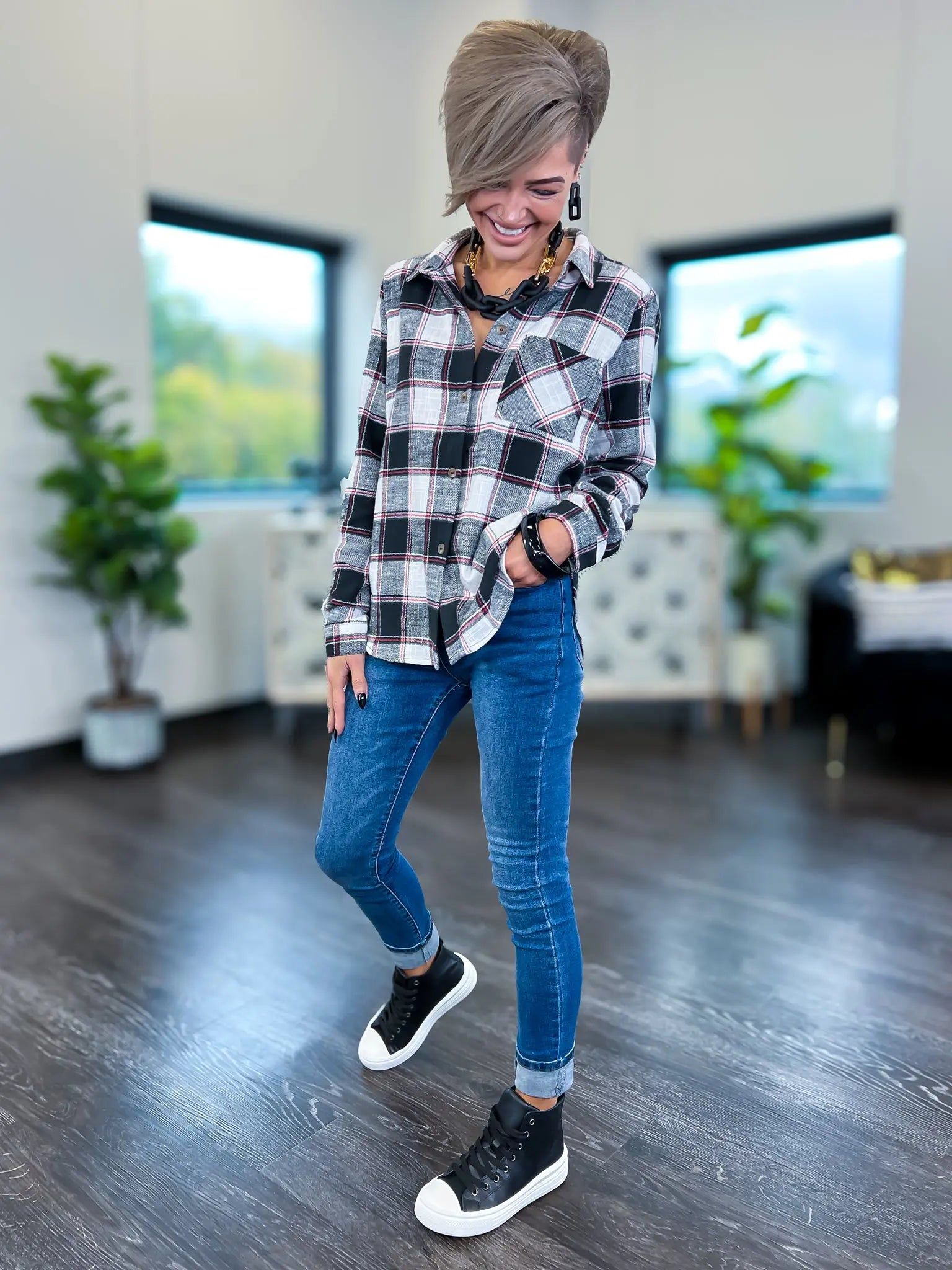 Black Plaid Shacket sold by ZZs product image thumbnail 3