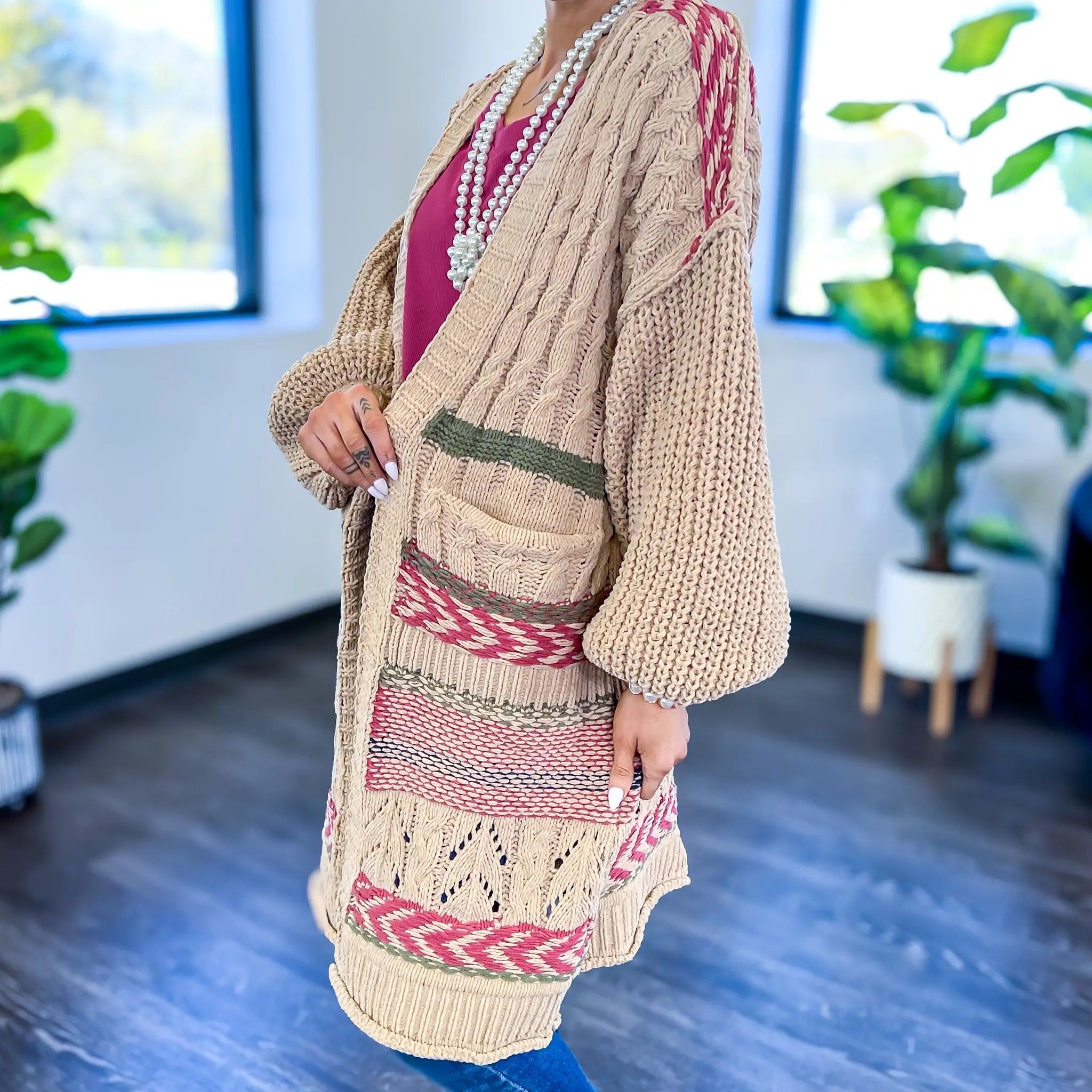 Latte Mixed Pattern Cardigan sold by ZZs product image thumbnail 5