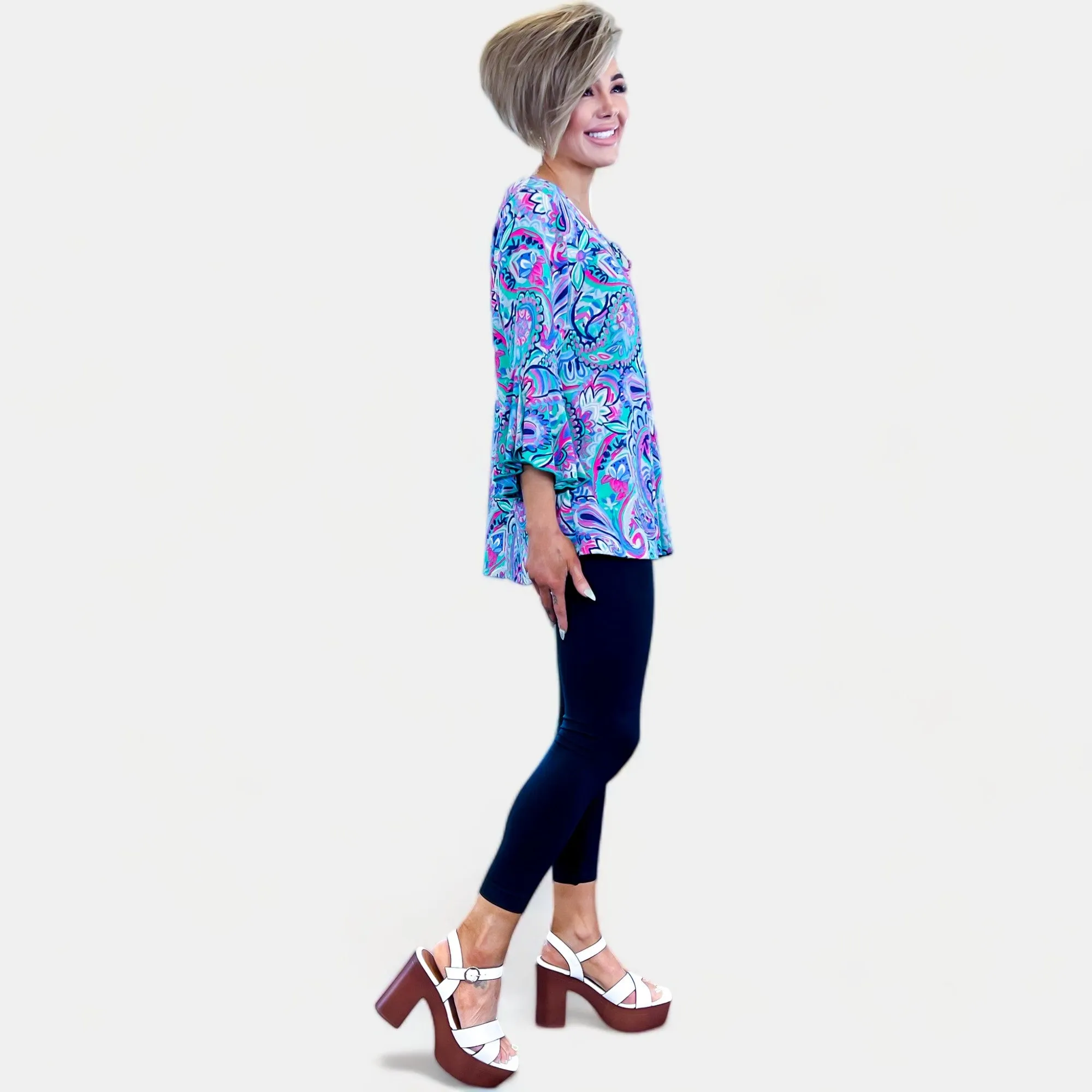 Emerald Multi Paisley Bell Sleeve Top sold by ZZs product image thumbnail 4