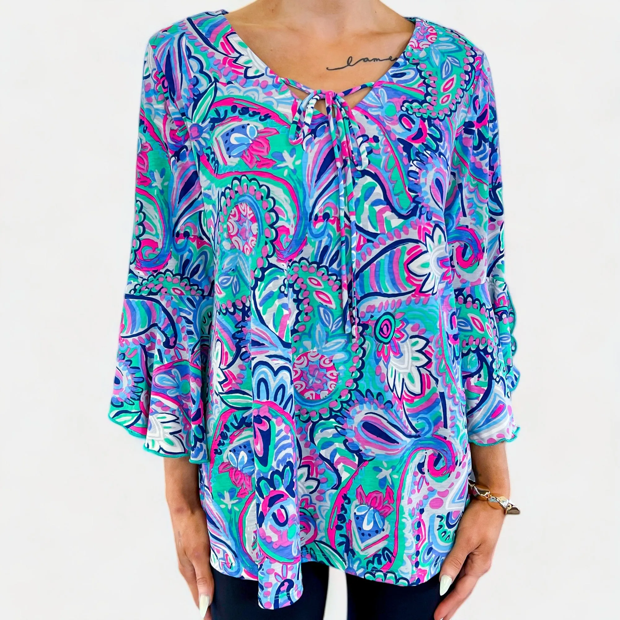 Emerald Multi Paisley Bell Sleeve Top sold by ZZs product image thumbnail 5
