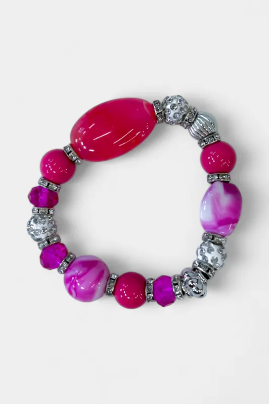 Pink Beaded Stretch Bracelet sold by ZZs