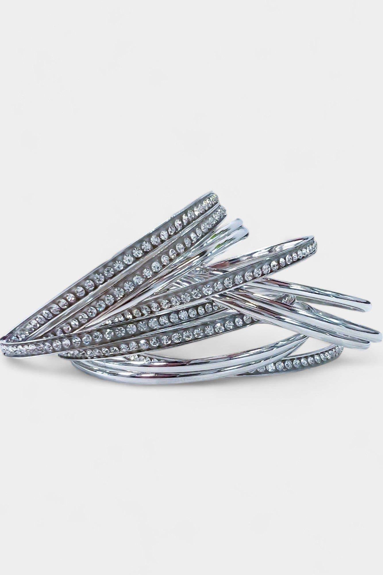Silver Rhinestone Metal Bangle Bracelets sold by ZZs product image thumbnail 4