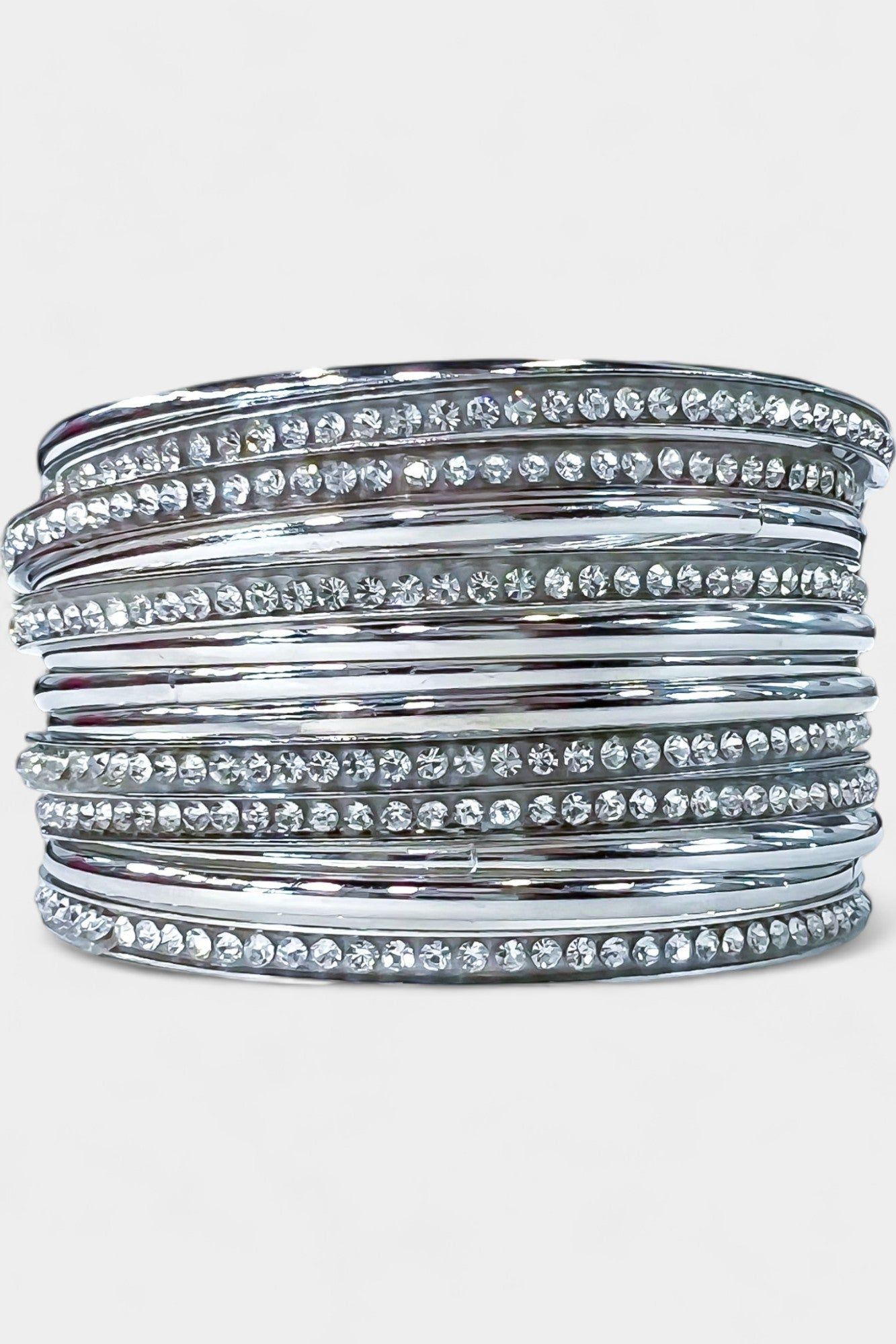 Silver Rhinestone Metal Bangle Bracelets sold by ZZs