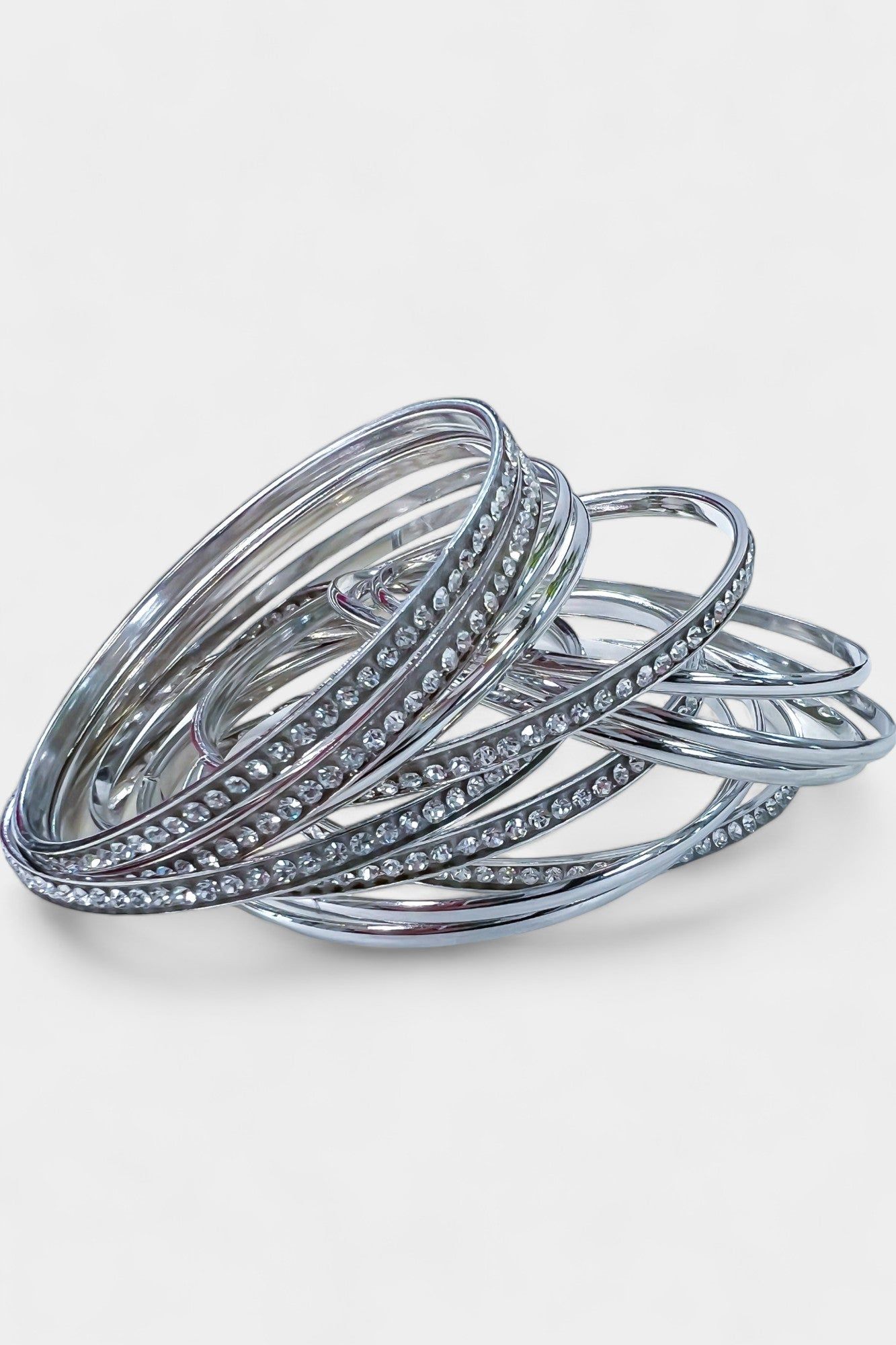 Silver Rhinestone Metal Bangle Bracelets sold by ZZs product image thumbnail 3