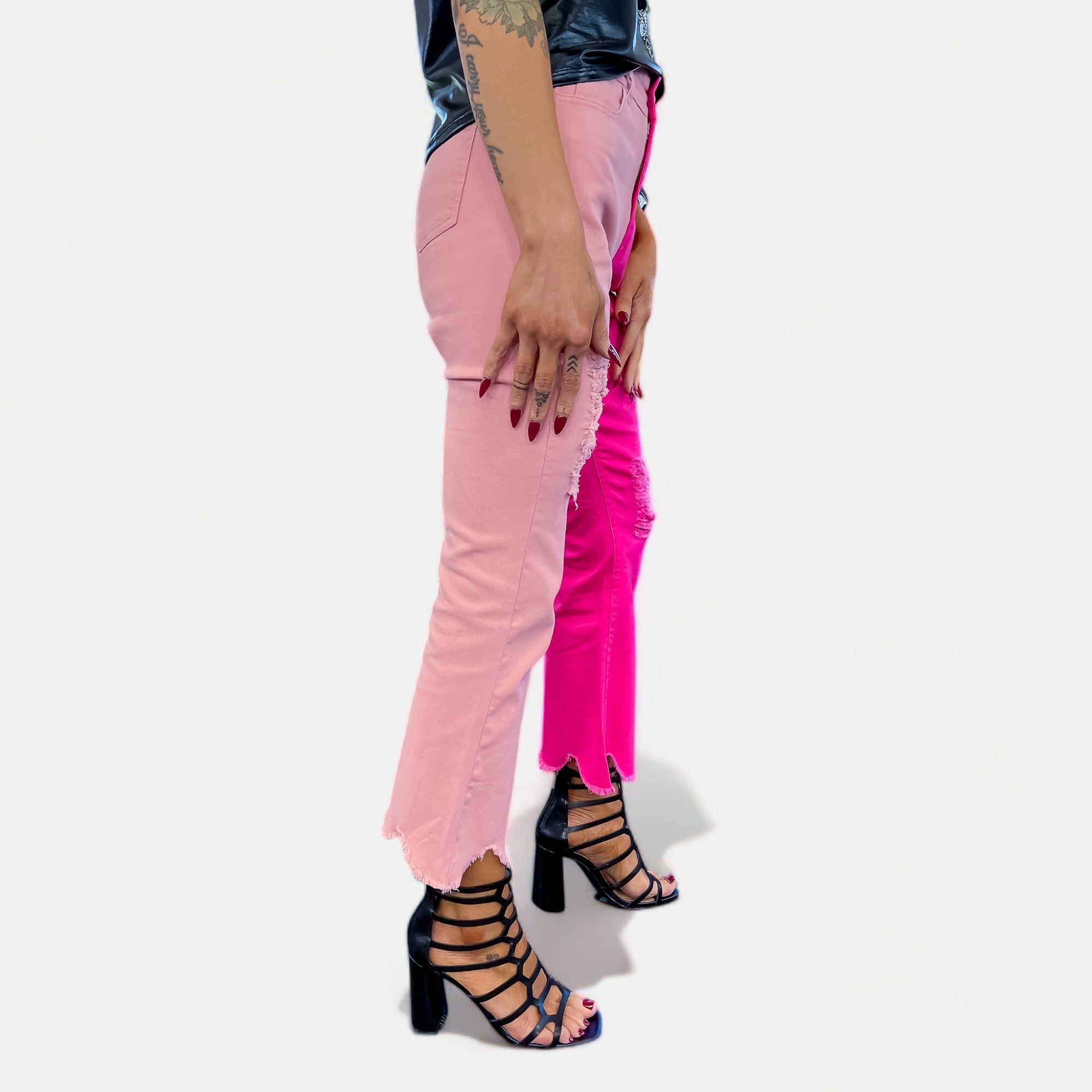Pink Colorblock Crop Pants sold by ZZs product image thumbnail 5