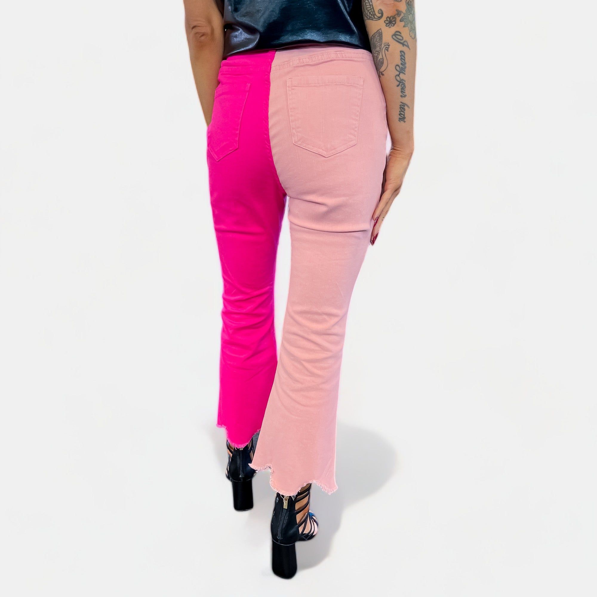 Pink Colorblock Crop Pants sold by ZZs product image thumbnail 4