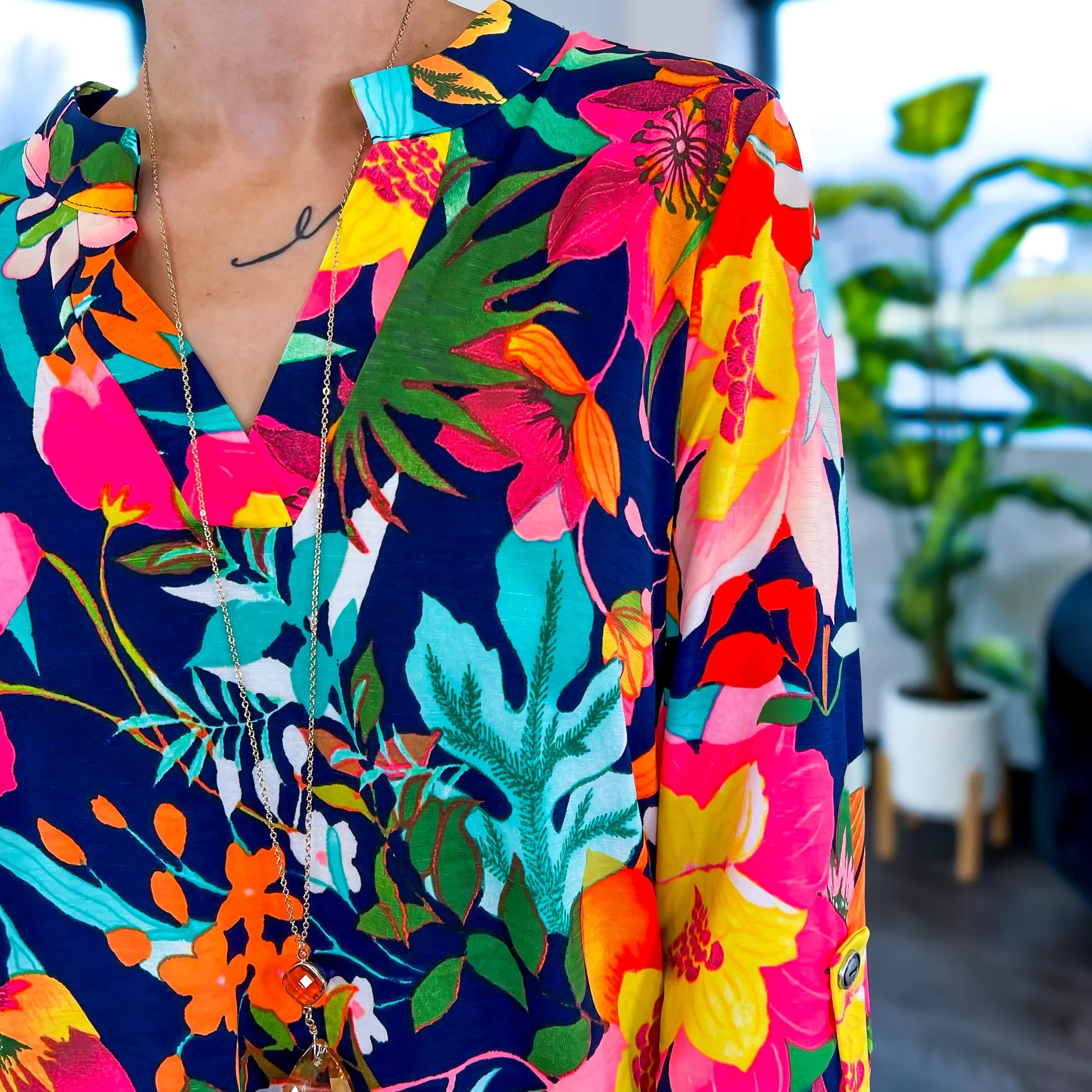 Navy Multi Tropical Lizzy Top sold by ZZs product image thumbnail 4