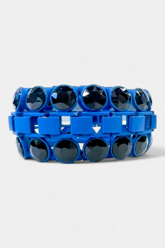 Blue Rhinestone Trim Stretch Bracelet sold by ZZs