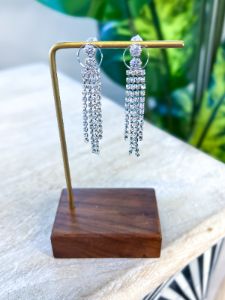 Rhinestone Dangle Earrings | Silver sold by ZZs