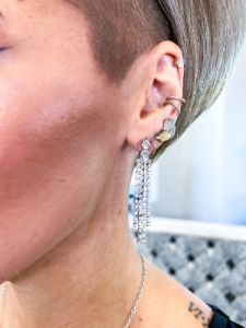 Rhinestone Dangle Earrings | Silver sold by ZZs