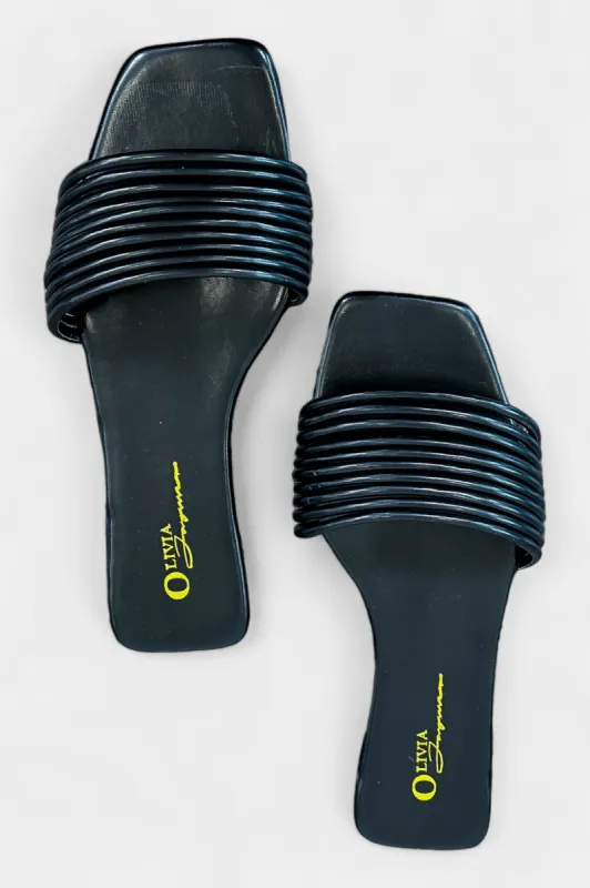 Black Multi Strap Slip On Sandals sold by ZZs