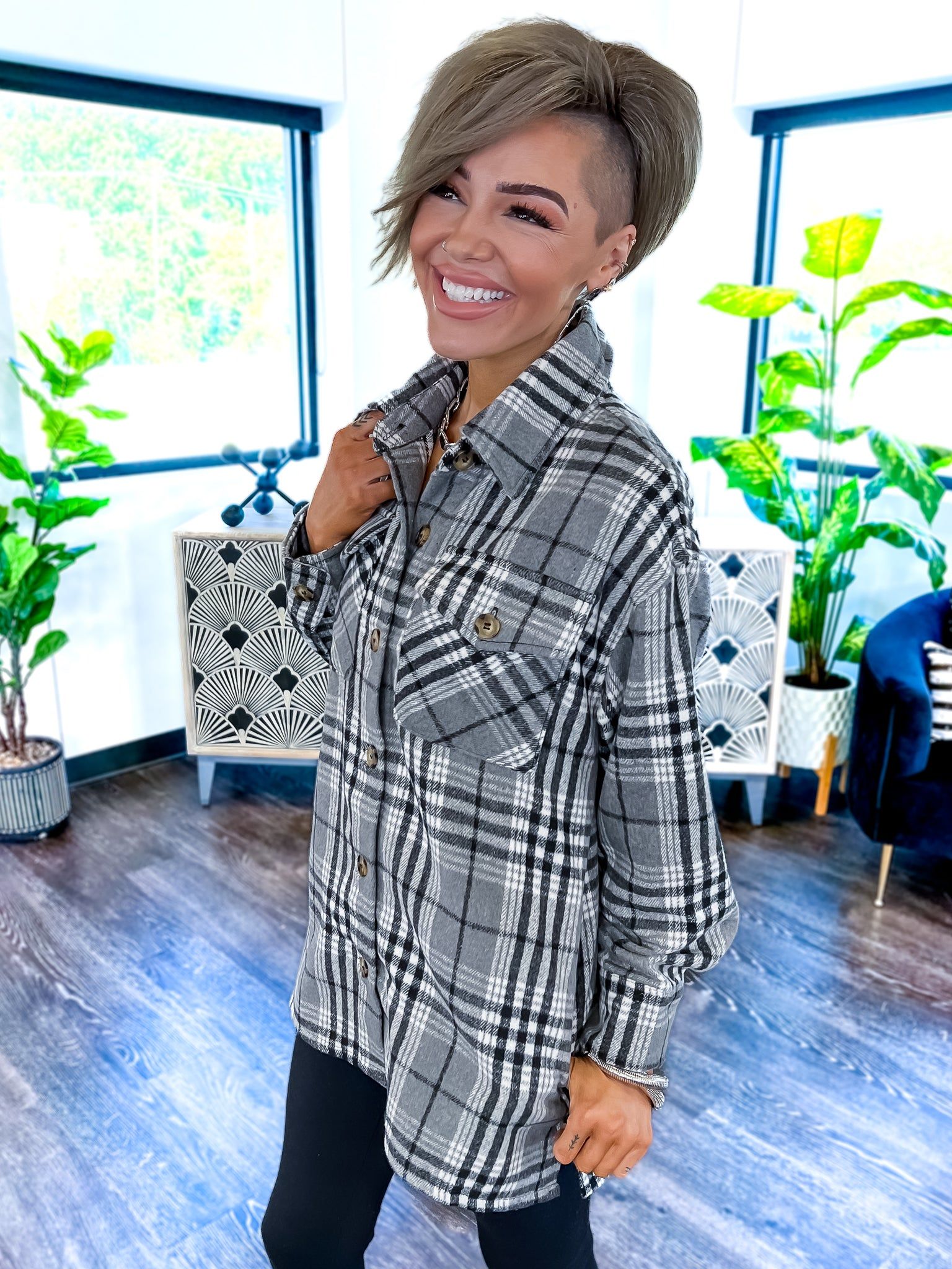 Plaid Shacket | Black & Grey sold by ZZs product image thumbnail 3