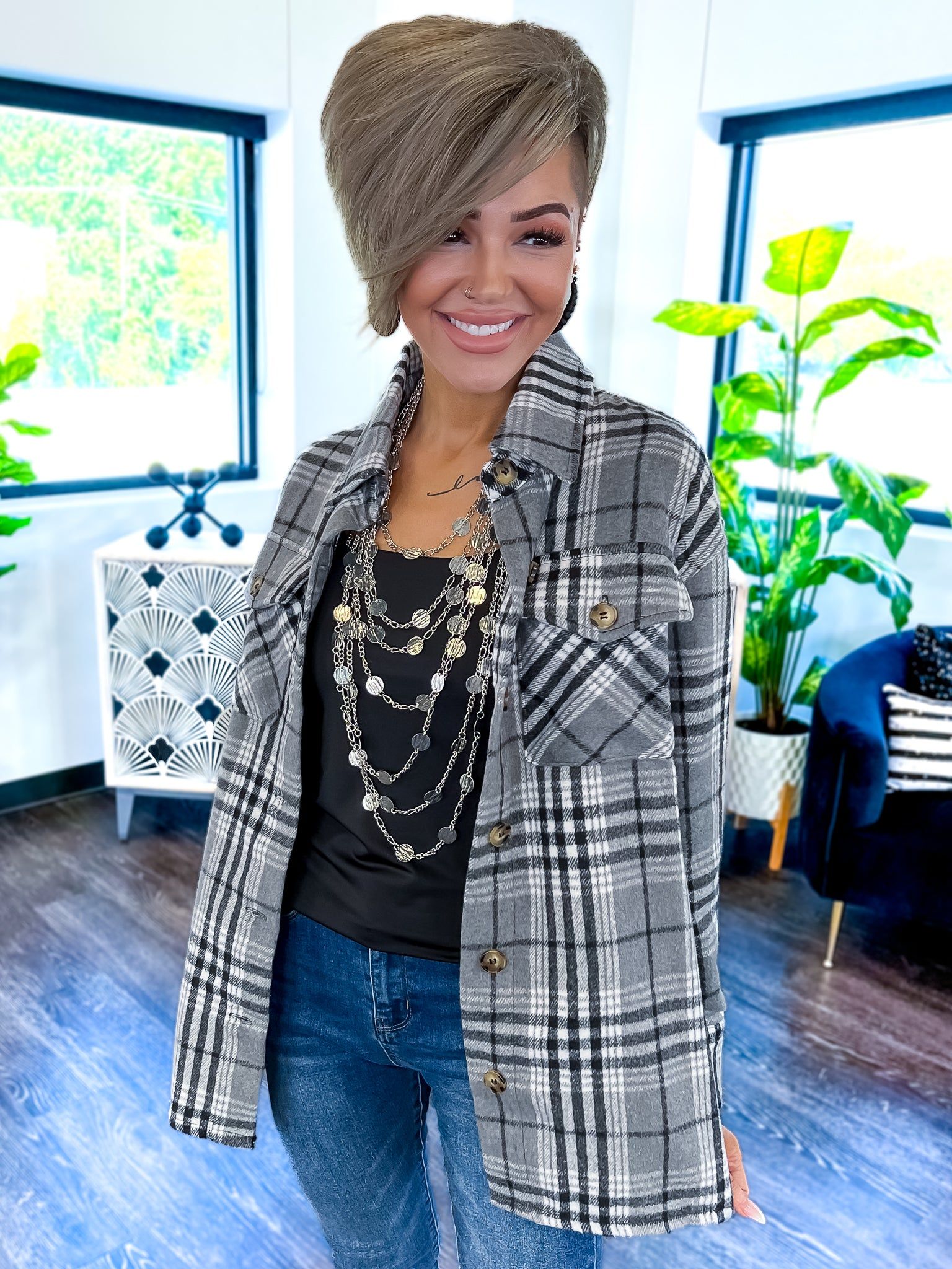 Plaid Shacket | Black & Grey sold by ZZs product image thumbnail 12