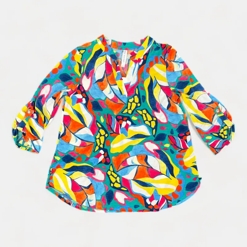 Turquoise Retro Floral Lizzy Top [NO RETURNS] sold by ZZs