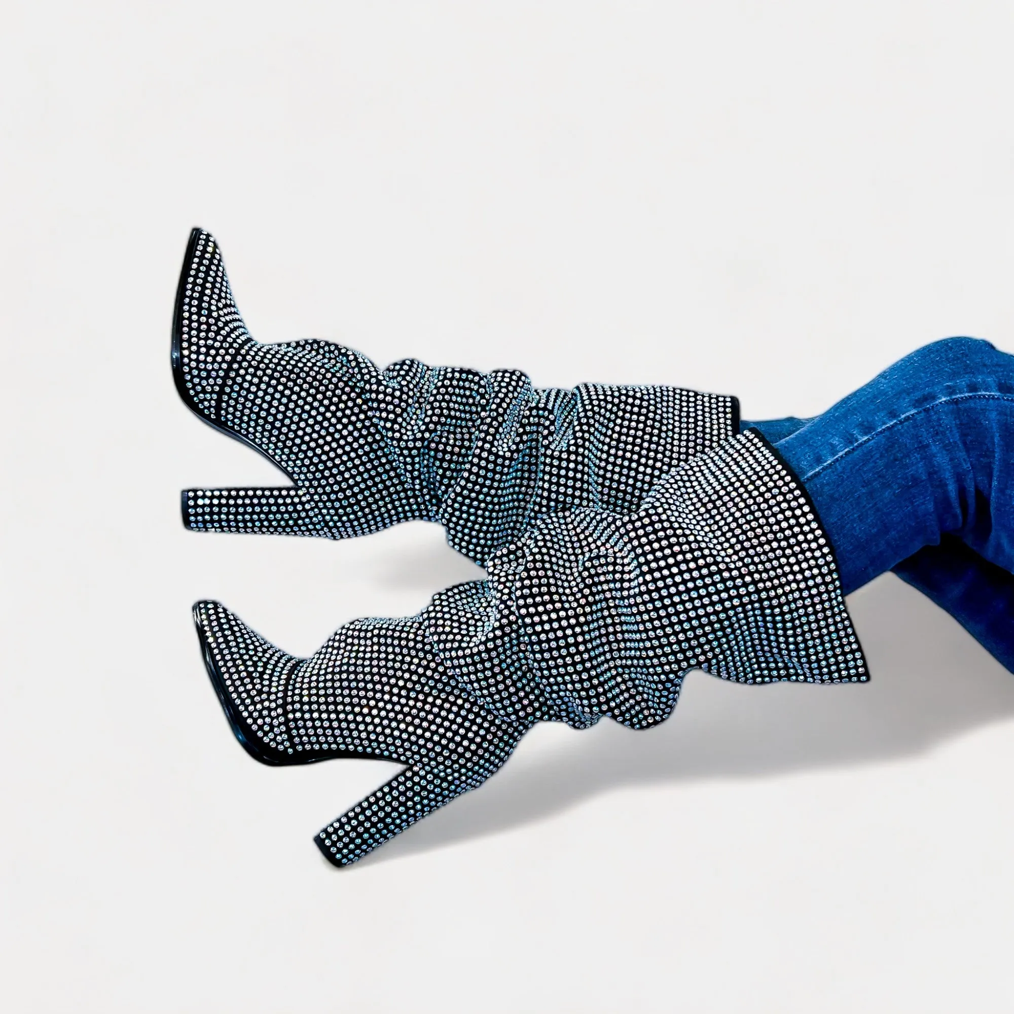 Black Rhinestone Sparkle Slouchy Boots sold by ZZs product image thumbnail 3