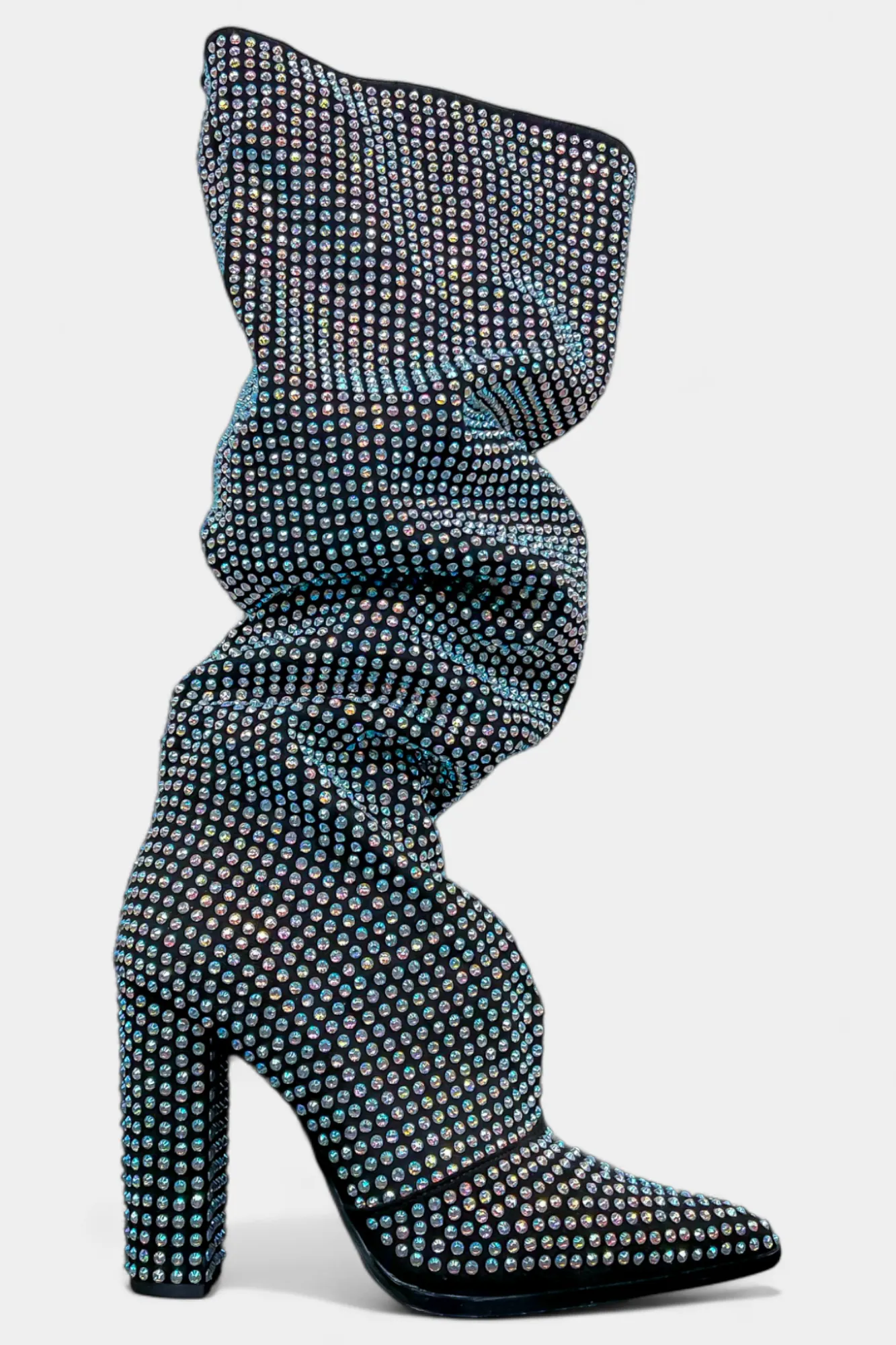 Black Rhinestone Sparkle Slouchy Boots sold by ZZs