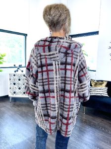 Grey Plaid Hooded Jacket sold by ZZs