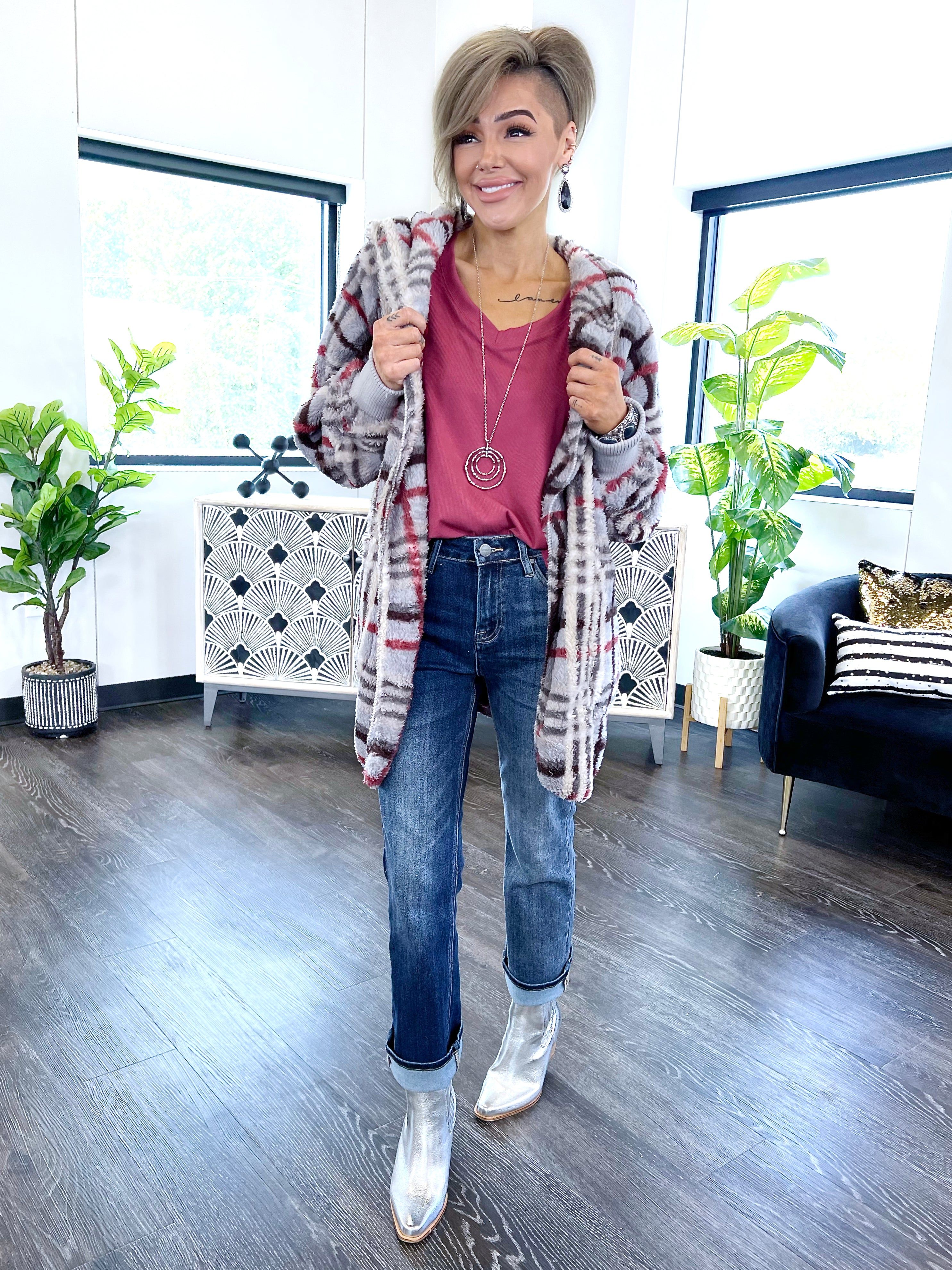 Grey Plaid Hooded Jacket sold by ZZs product image thumbnail 4