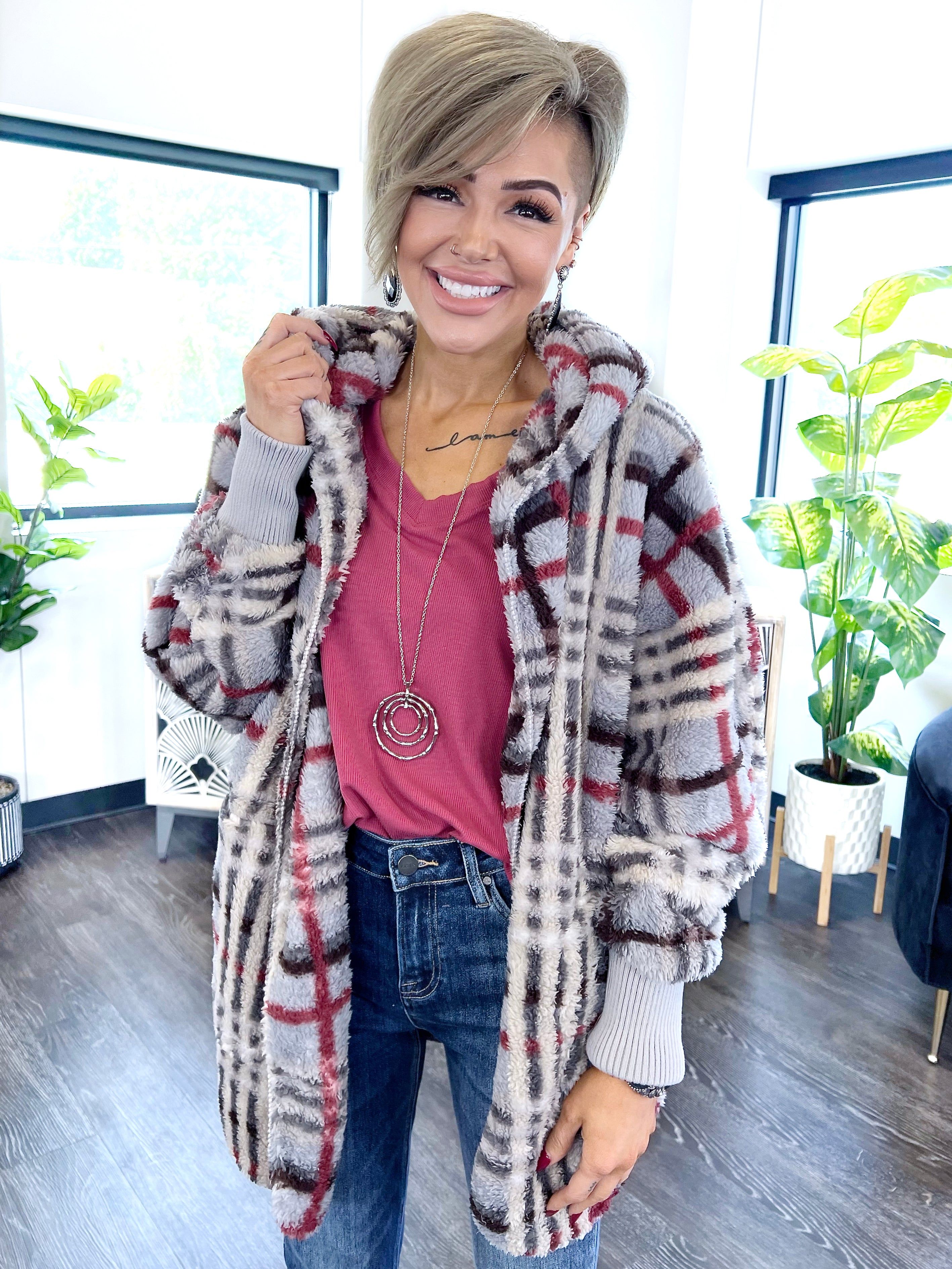 Grey Plaid Hooded Jacket sold by ZZs product image thumbnail 9