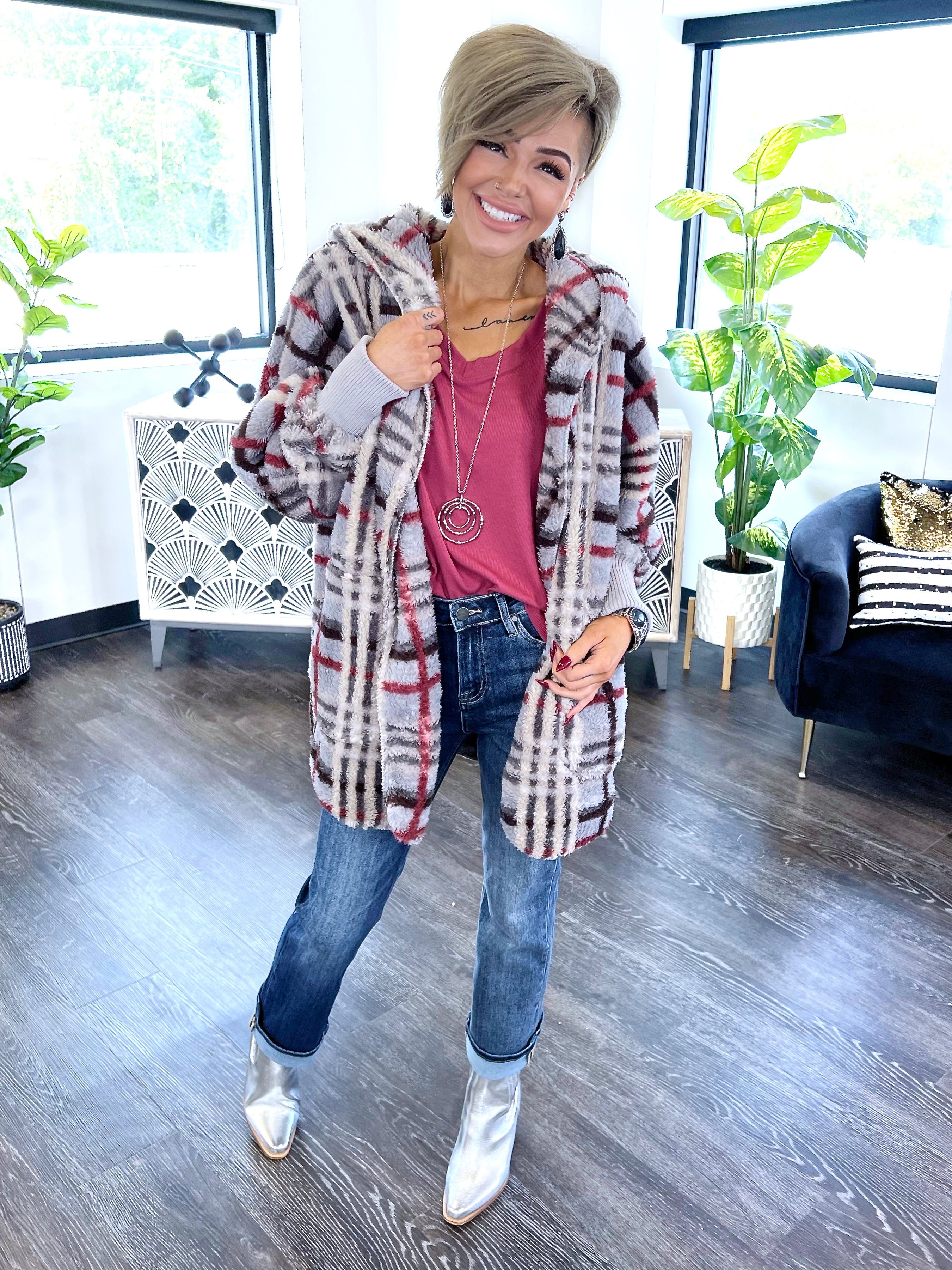 Grey Plaid Hooded Jacket sold by ZZs product image thumbnail 8