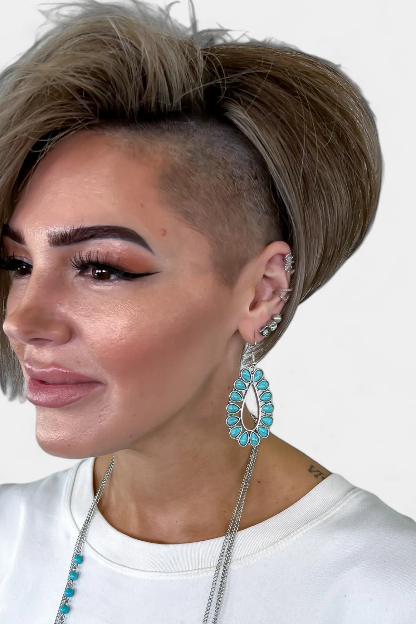 Turquoise Concho Stone Earrings sold by ZZs product image thumbnail 2