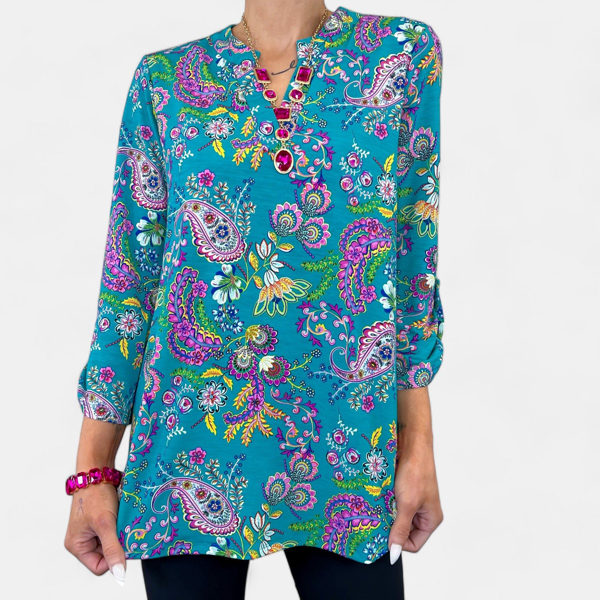 Teal Floral Paisley Lizzy Top sold by ZZs product image thumbnail 5