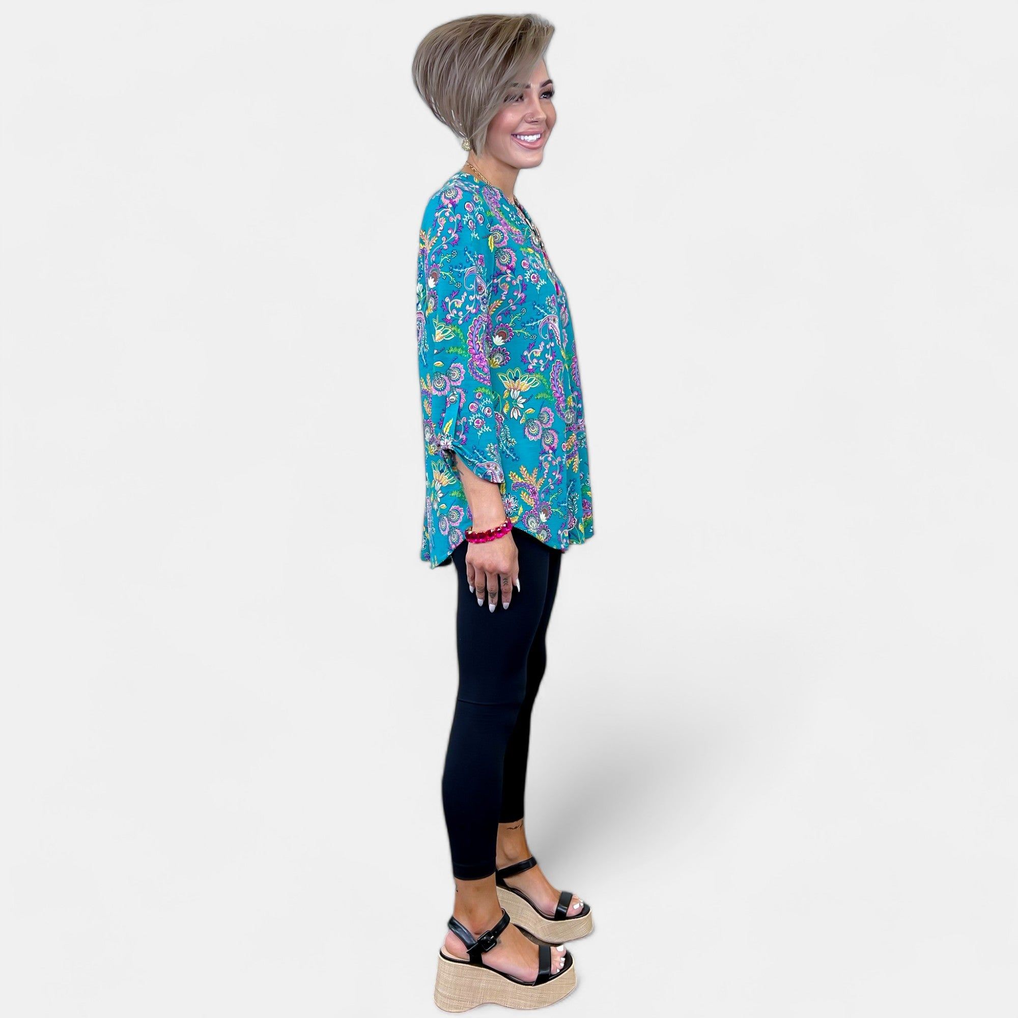 Teal Floral Paisley Lizzy Top sold by ZZs product image thumbnail 4