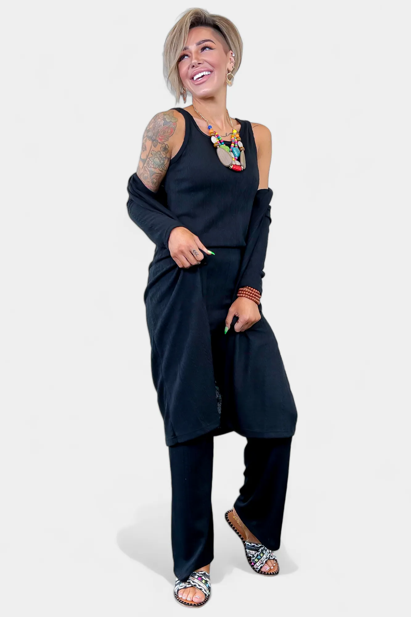 Black Knit Cardigan Set sold by ZZs product image thumbnail 3