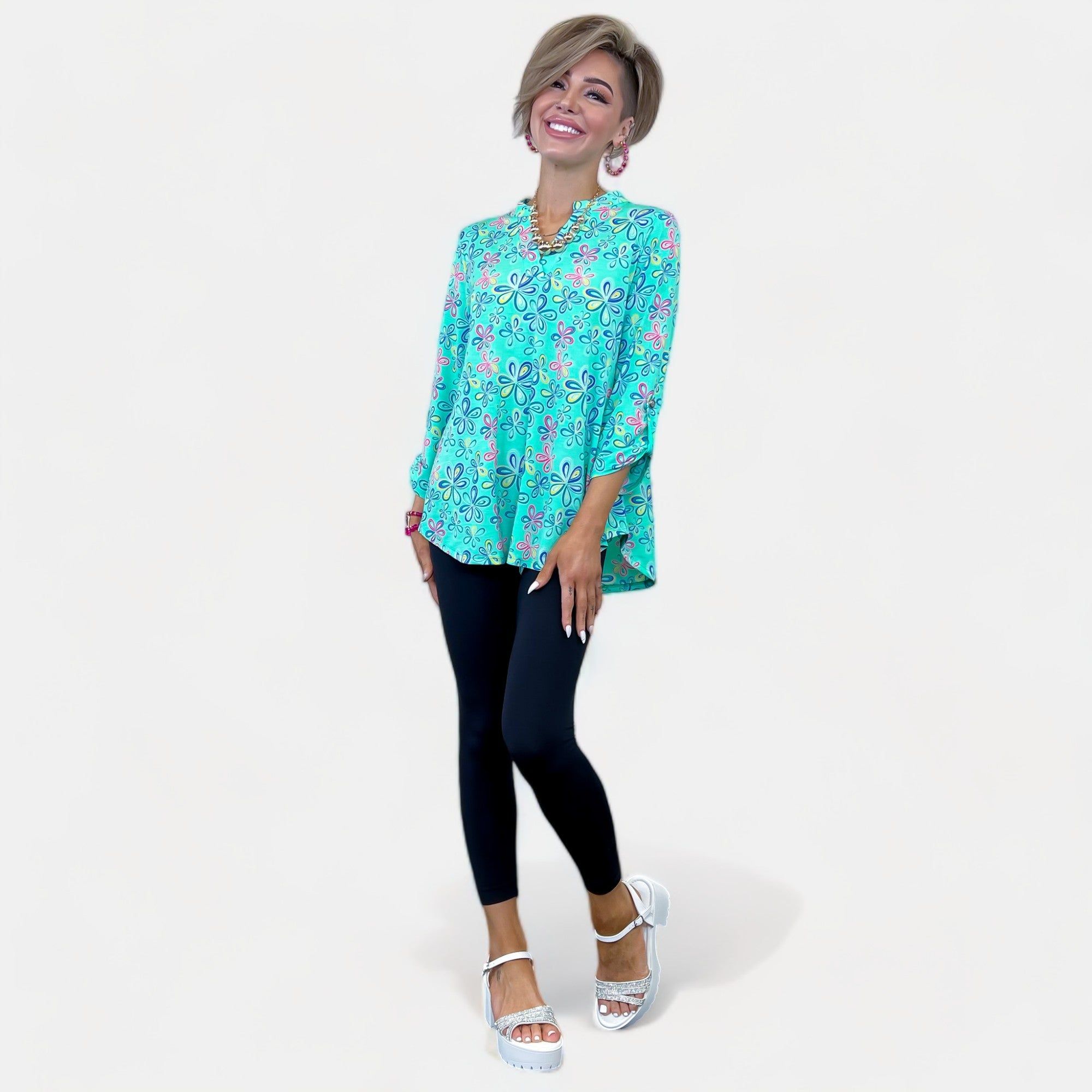 Mint Abstract Floral Lizzy Top sold by ZZs product image thumbnail 3