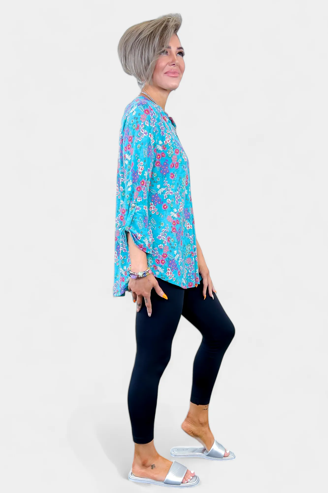 Turquoise Multi Floral Lizzy Top sold by ZZs product image thumbnail 5