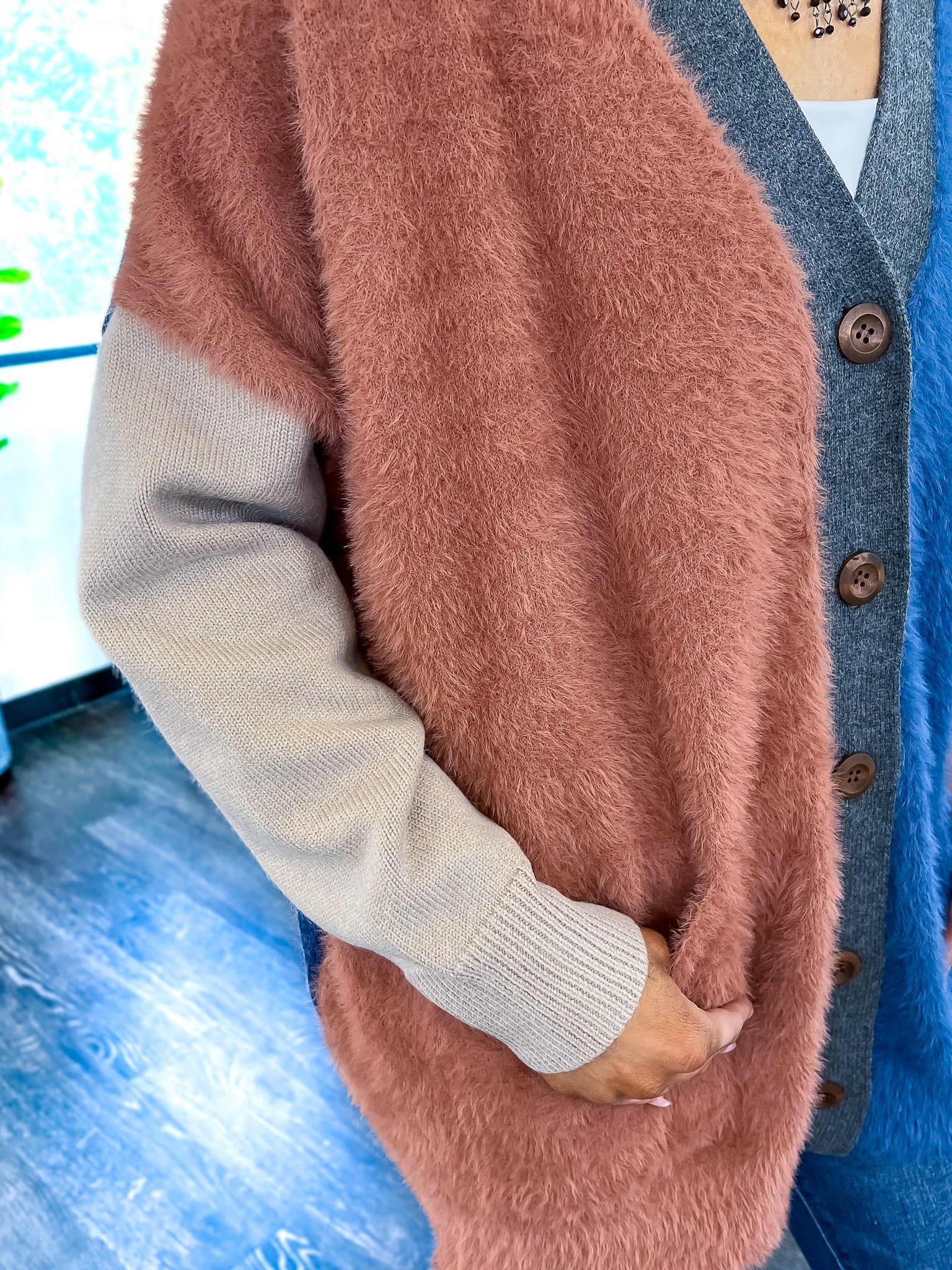 Colorblock Oversized Cardigan sold by ZZs product image thumbnail 11