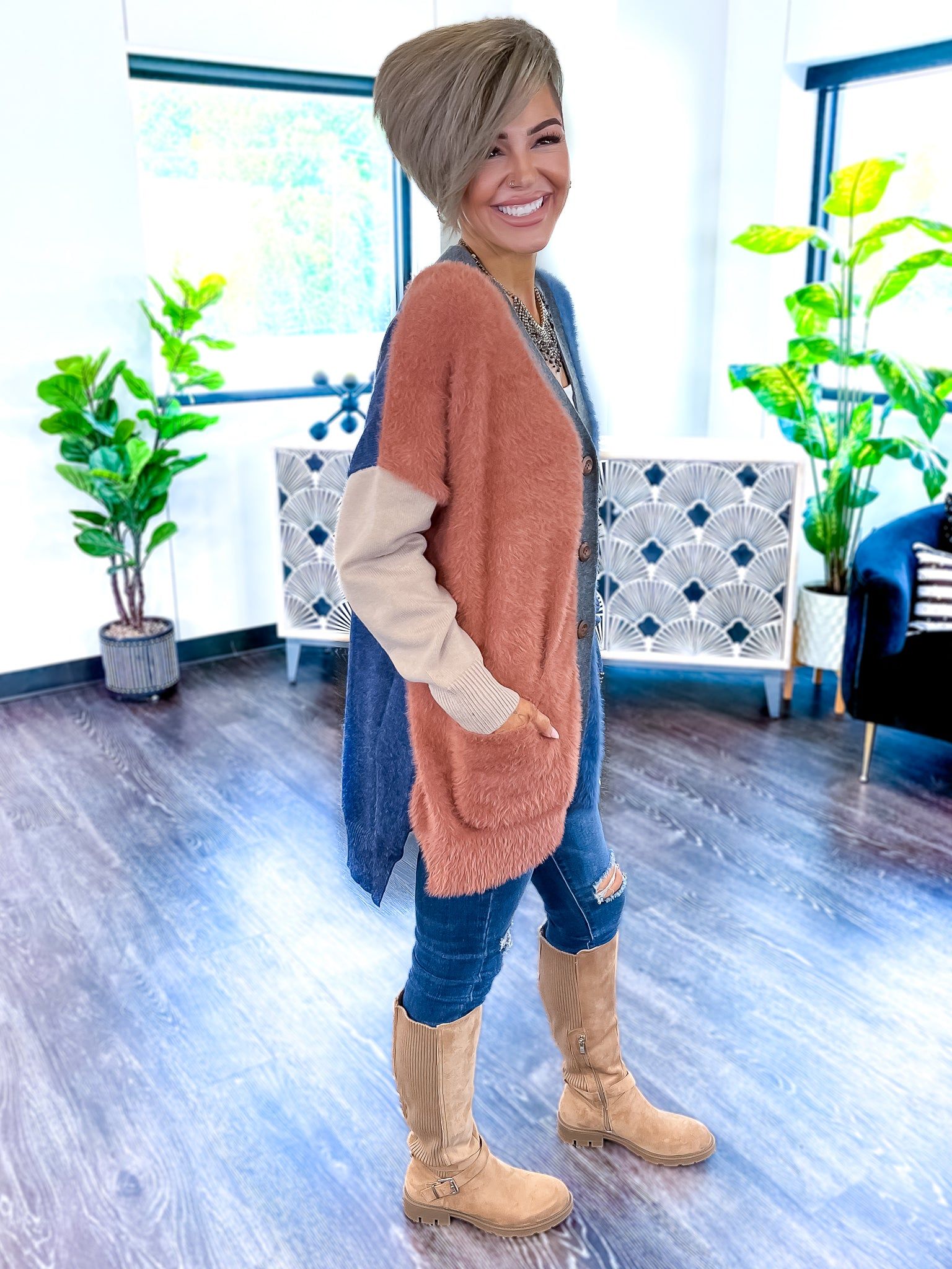 Colorblock Oversized Cardigan sold by ZZs product image thumbnail 8