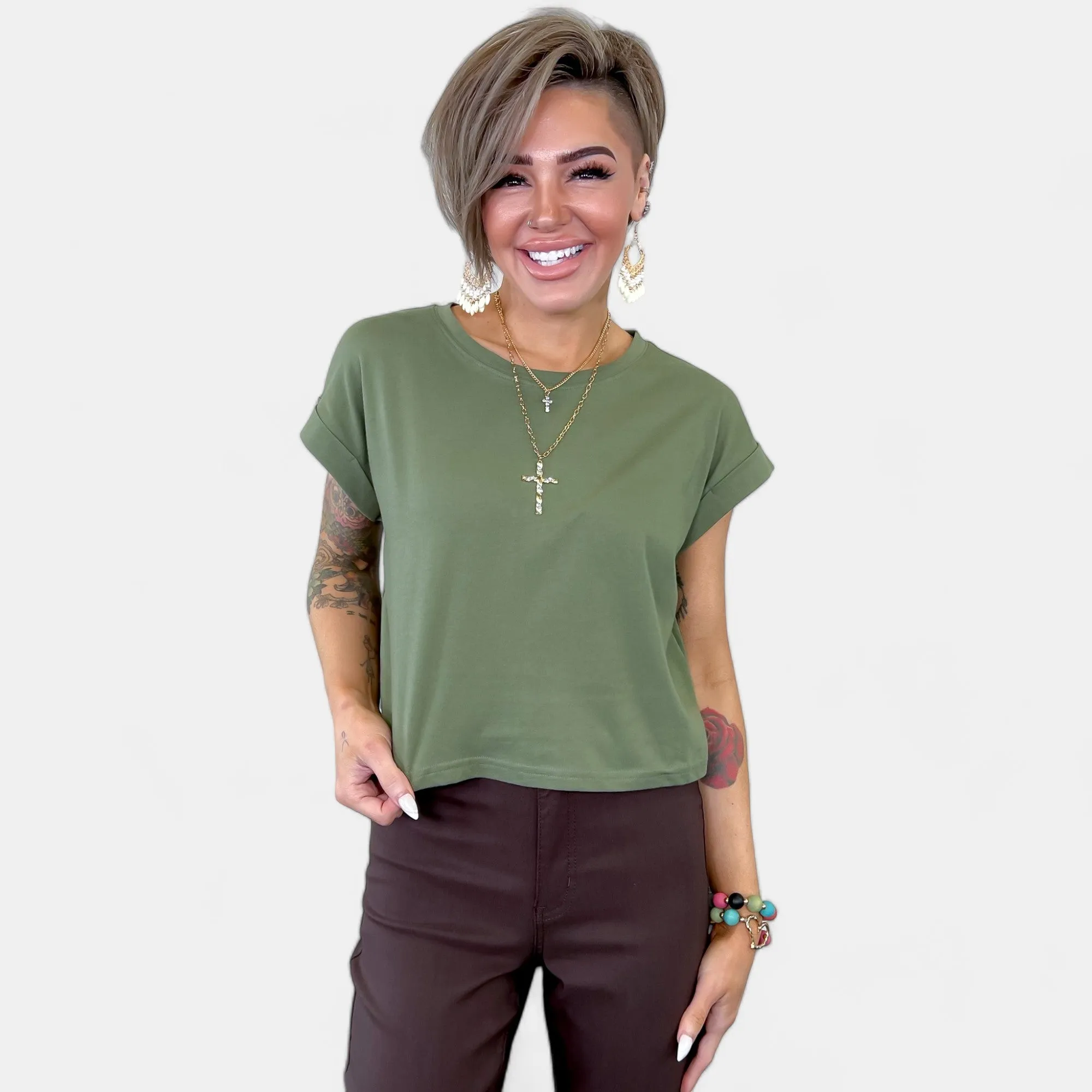 Green Short Sleeve Crop Top sold by ZZs