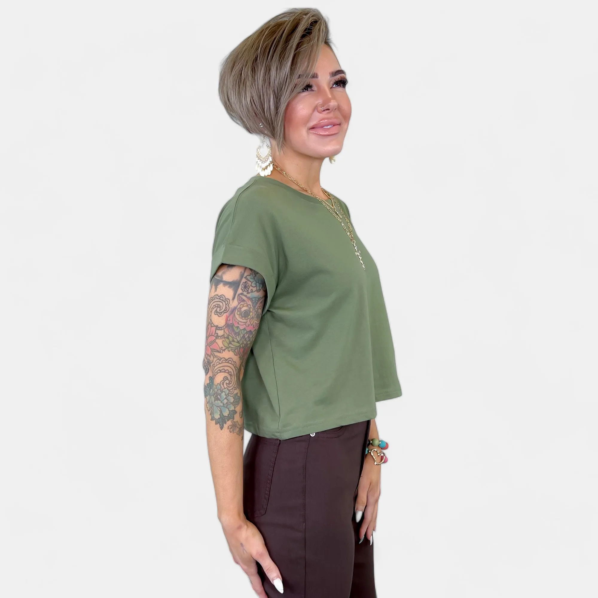 Green Short Sleeve Crop Top sold by ZZs product image thumbnail 4