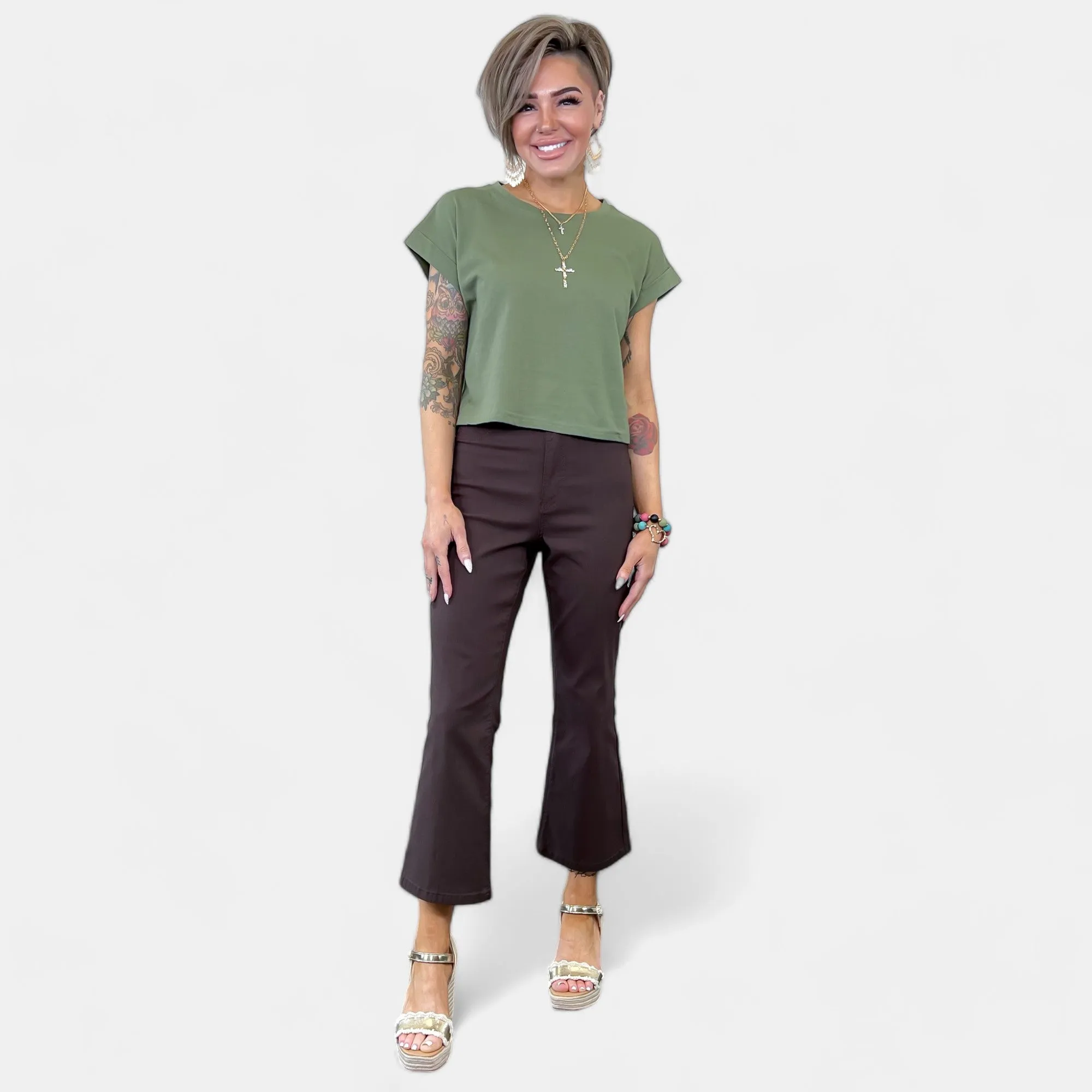 Green Short Sleeve Crop Top sold by ZZs product image thumbnail 2
