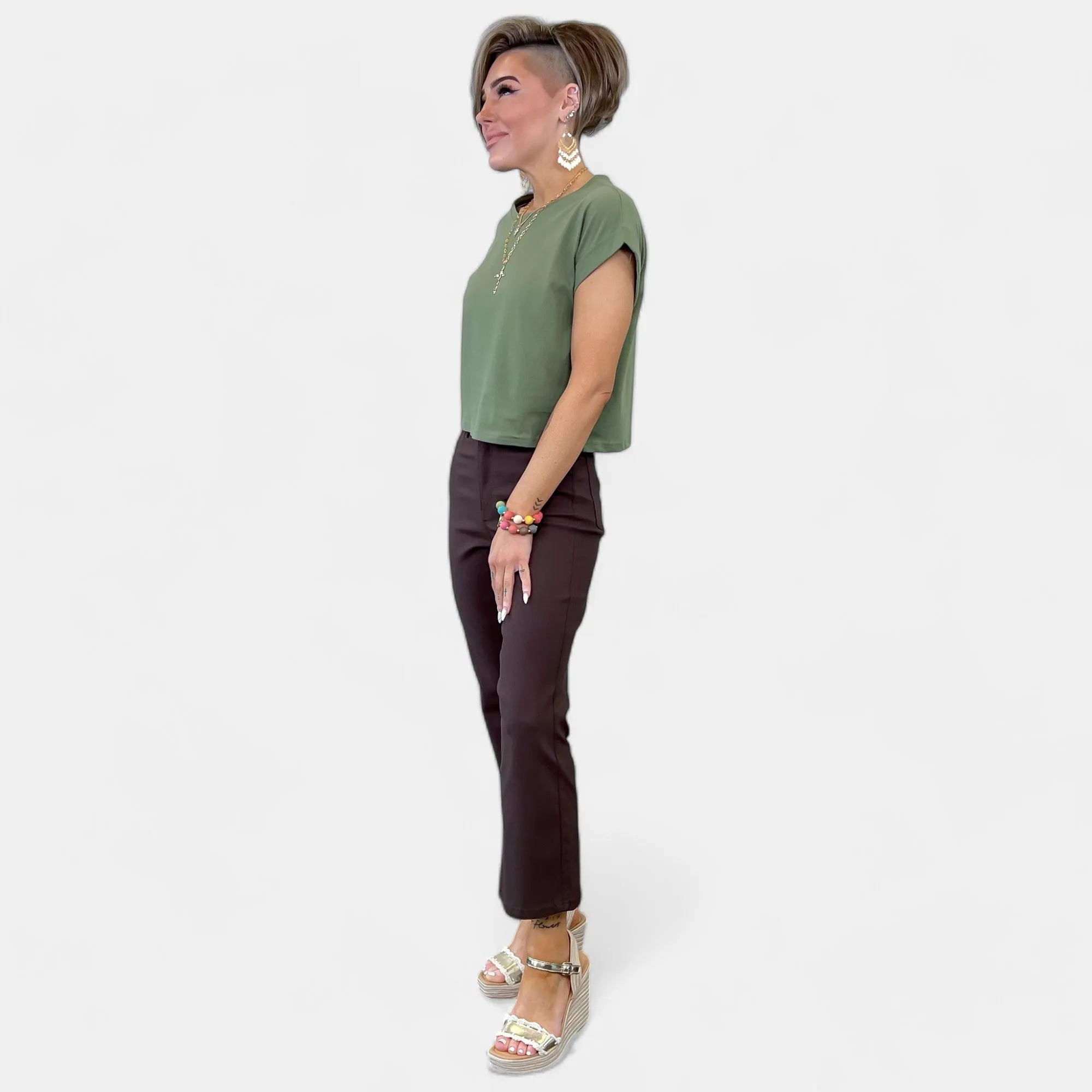 Green Short Sleeve Crop Top sold by ZZs product image thumbnail 3