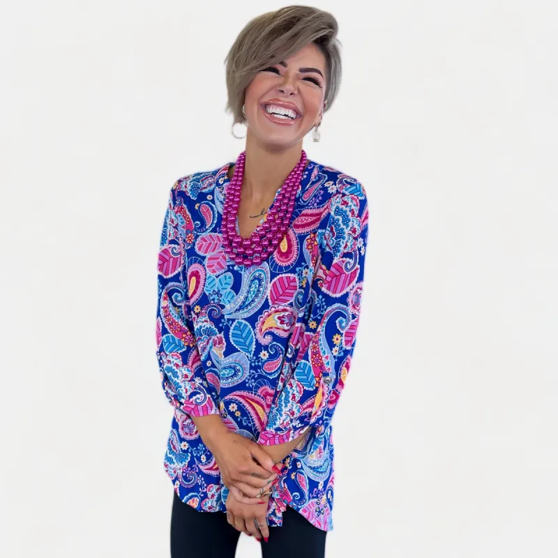 Blue Multi Paisley Lizzy Top sold by ZZs