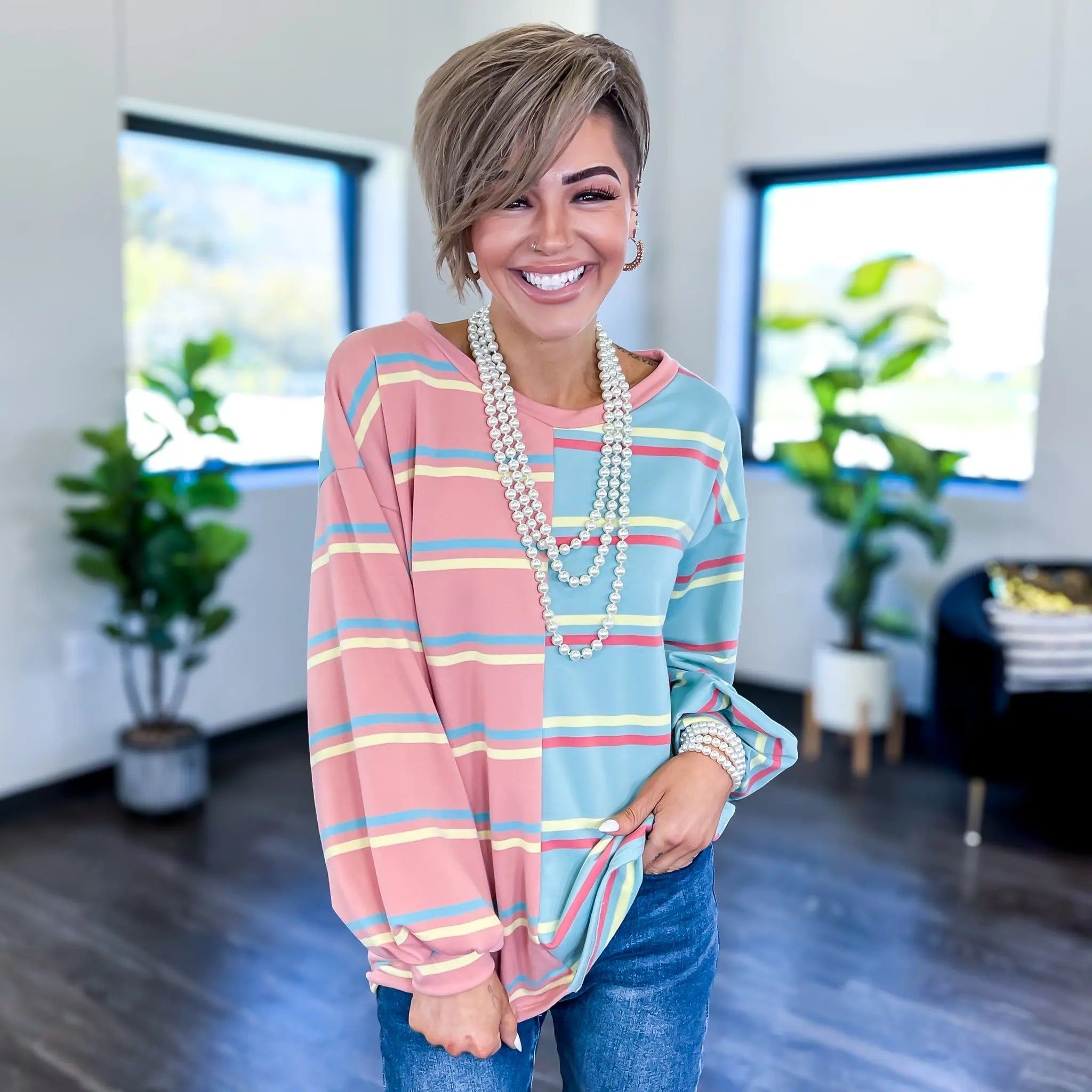 Striped Colorblock Top sold by ZZs