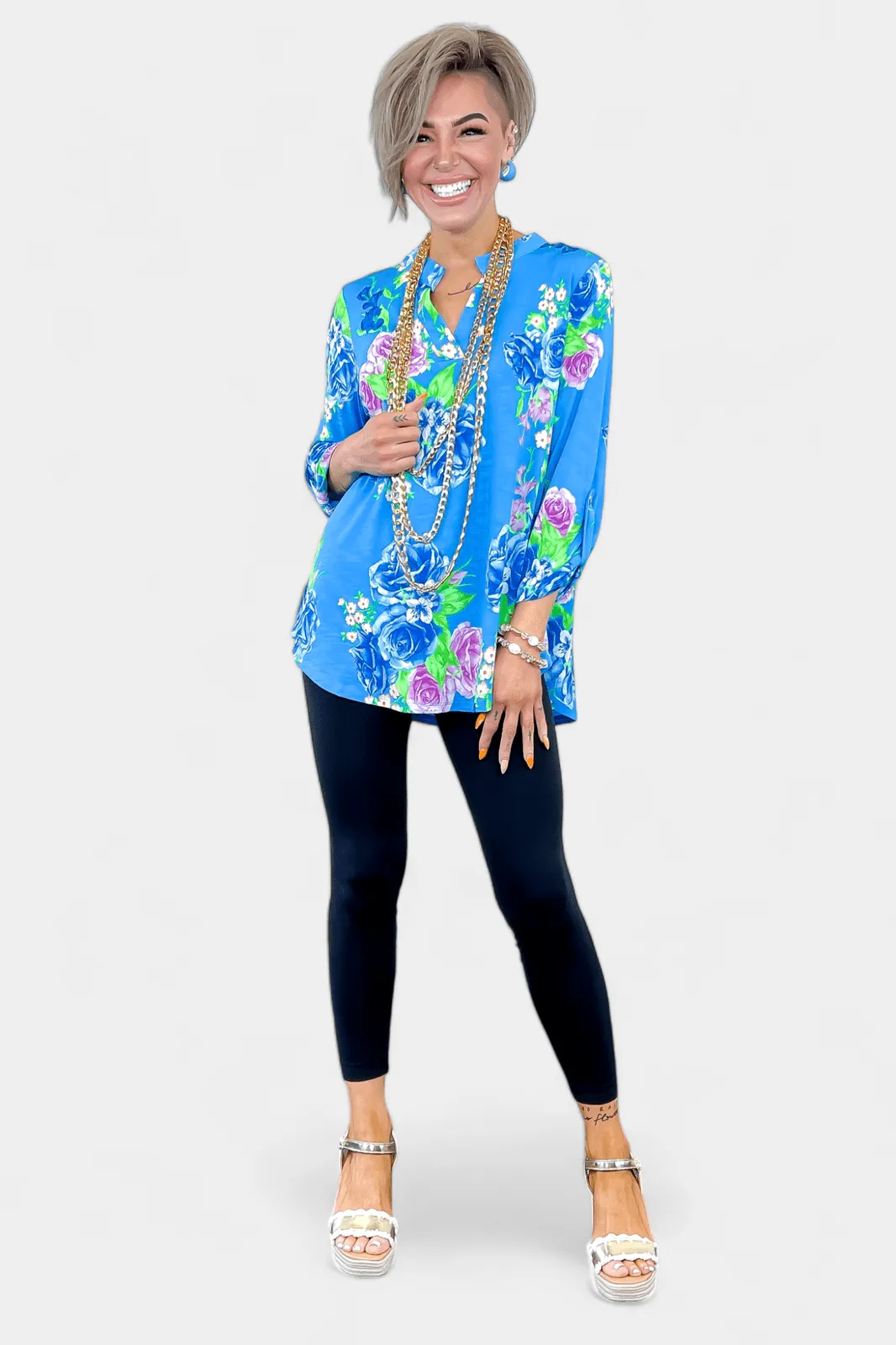 Blue Floral Lizzy Top sold by ZZs