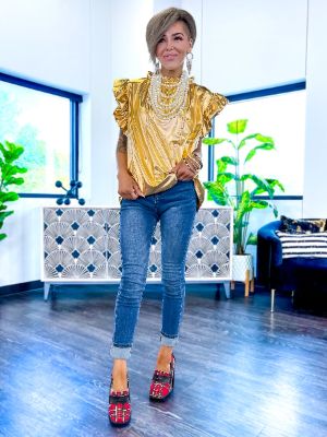 Gold Layla Metallic Top sold by ZZs