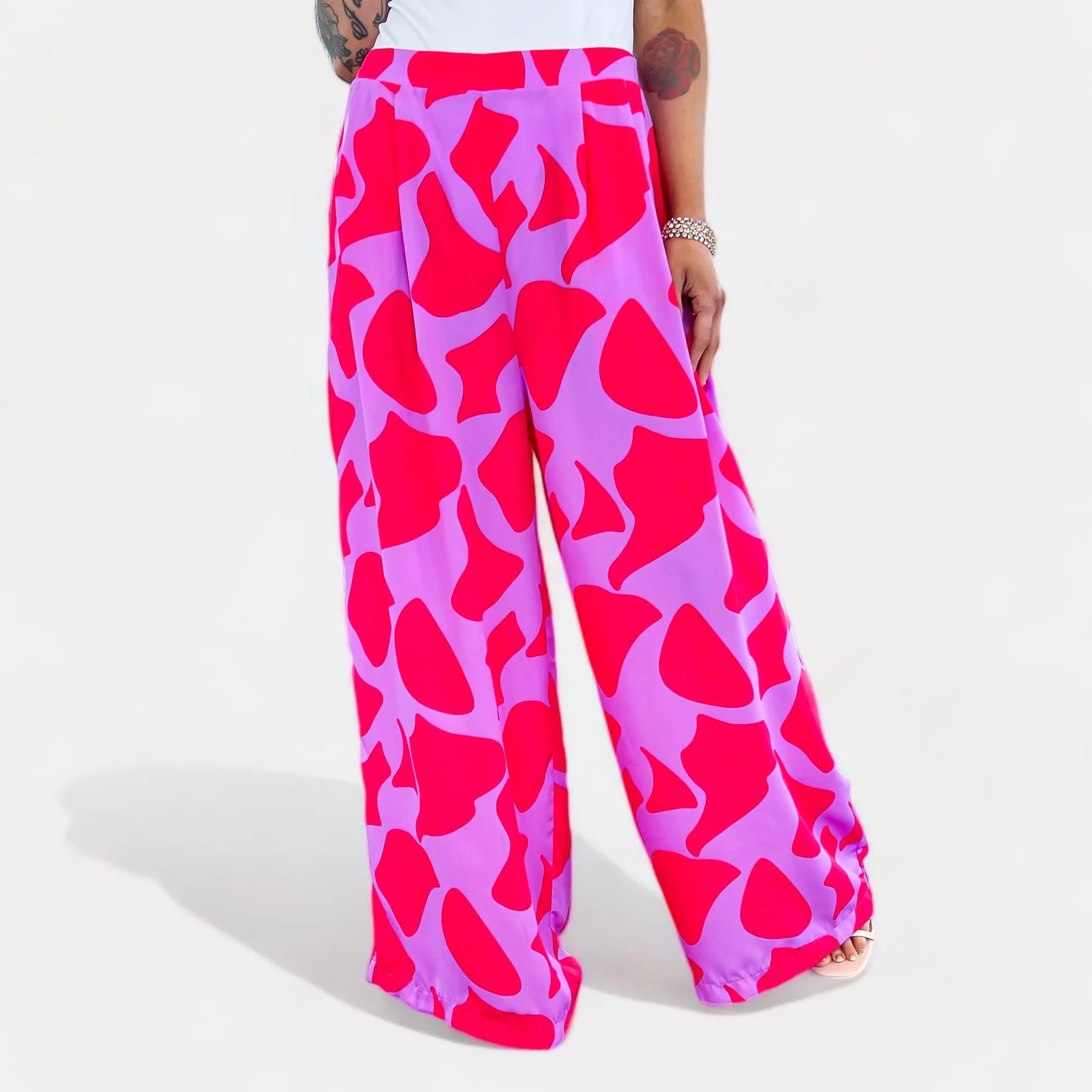 Lilac & Coral Geo Print Wide Leg Pants sold by ZZs