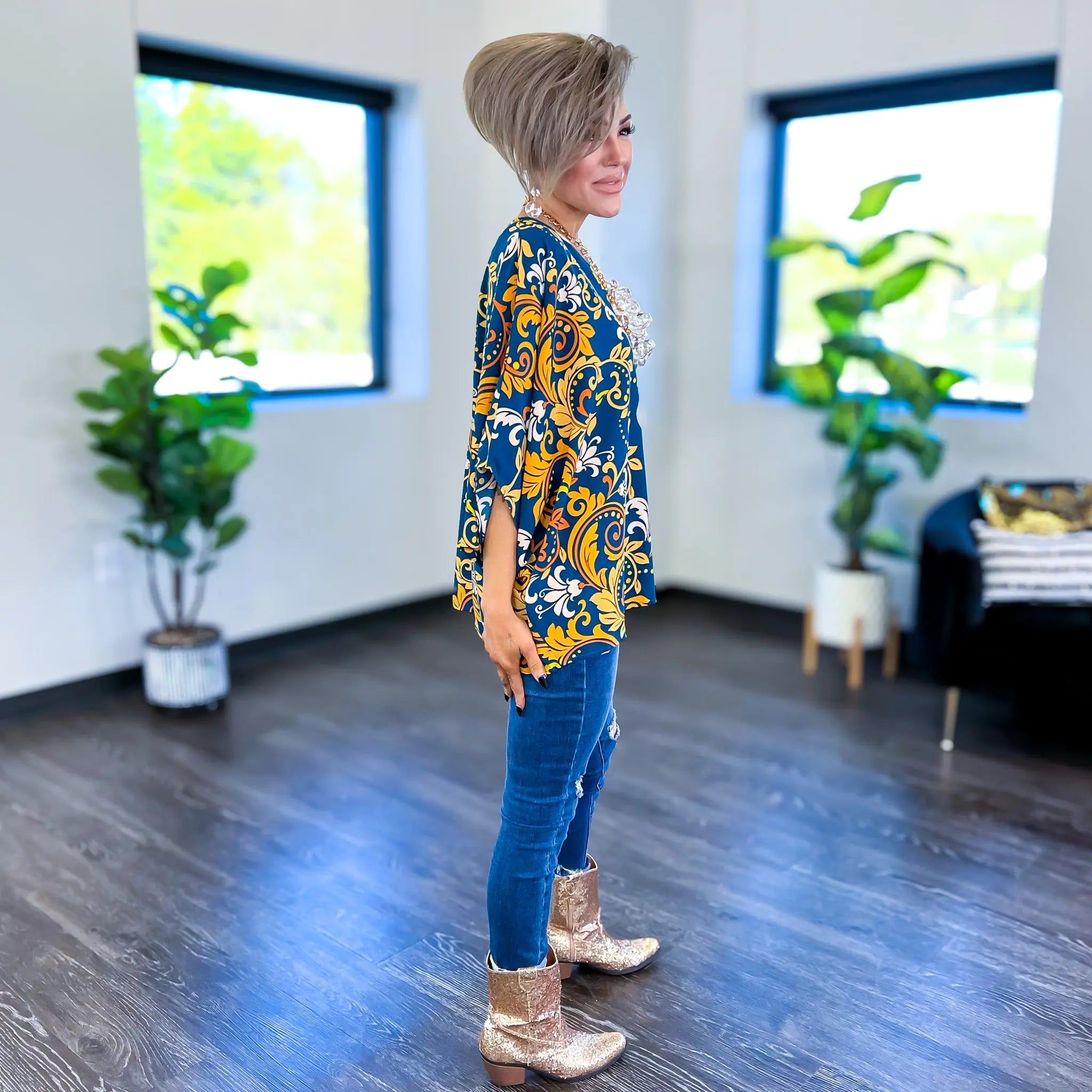 Teal Damask Top sold by ZZs product image thumbnail 4