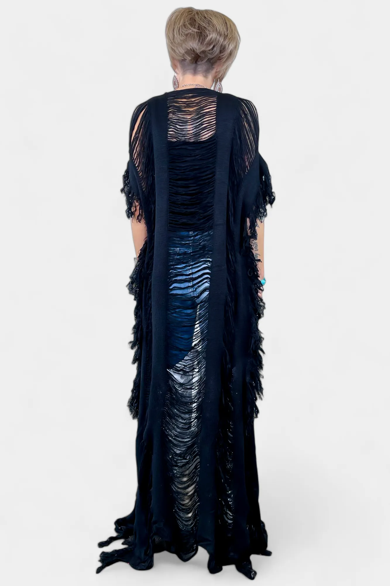 Black Hollow Fringe Cardigan sold by ZZs product image thumbnail 3