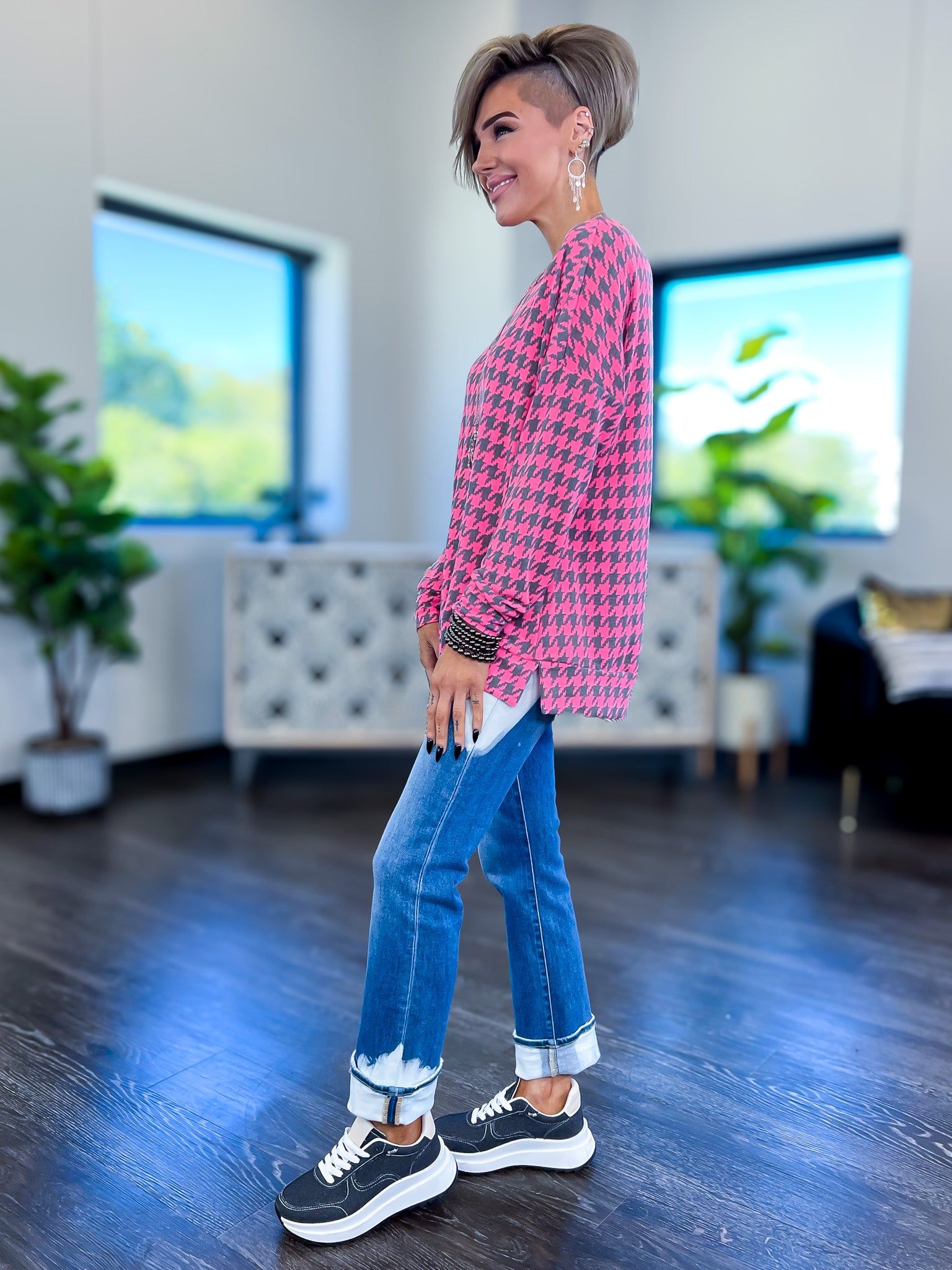 Pink Houndstooth Weekender Top sold by ZZs product image thumbnail 8