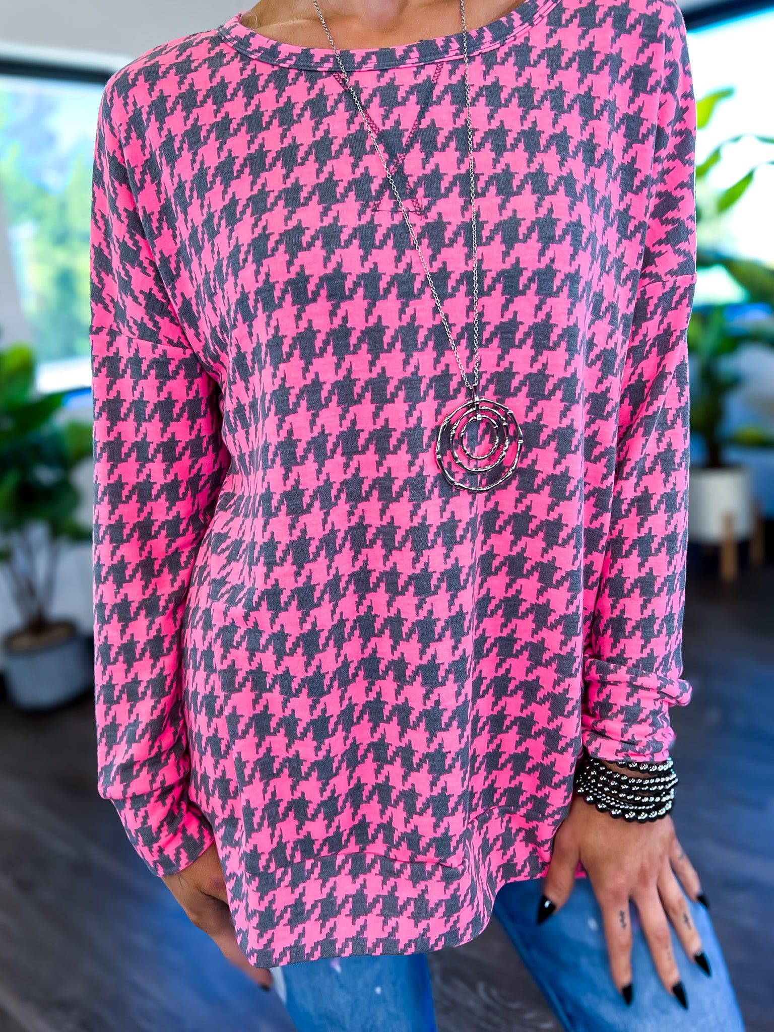 Pink Houndstooth Weekender Top sold by ZZs product image thumbnail 7