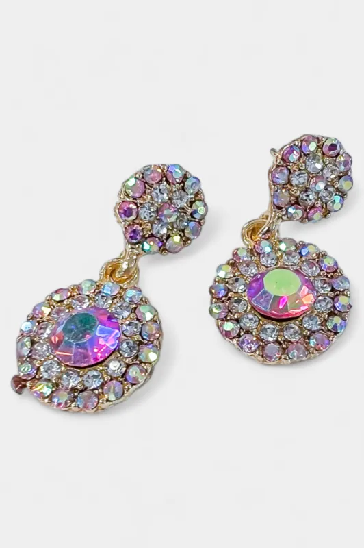 Pink Rhinestone Disc Dangle Earrings sold by ZZs