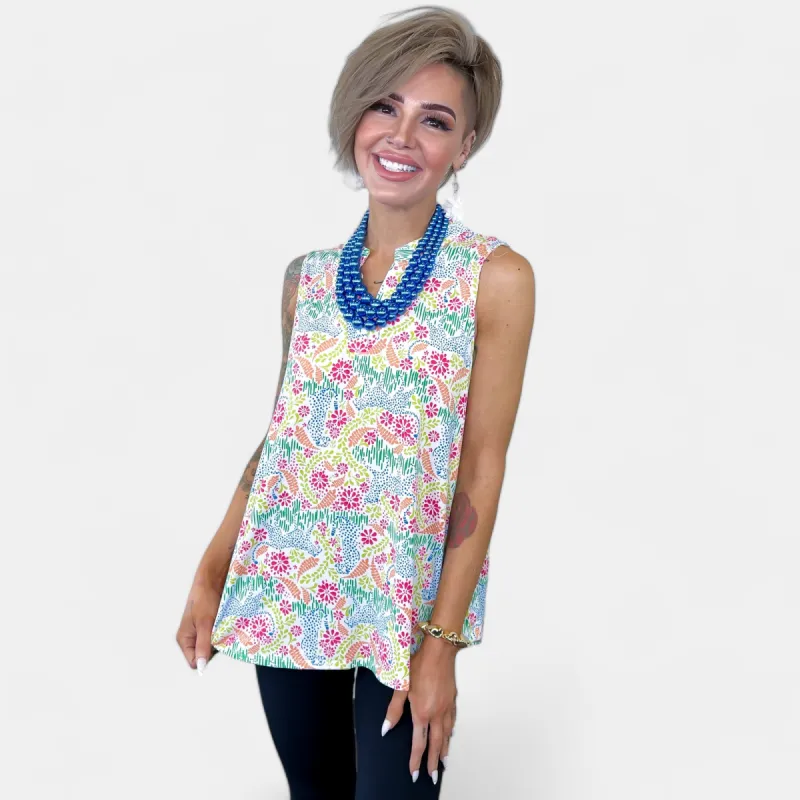 Ivory Multi Cheetah Lizzy Tank Top sold by ZZs