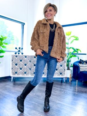 Cable Fleece Fur Jacket | Mocha sold by ZZs