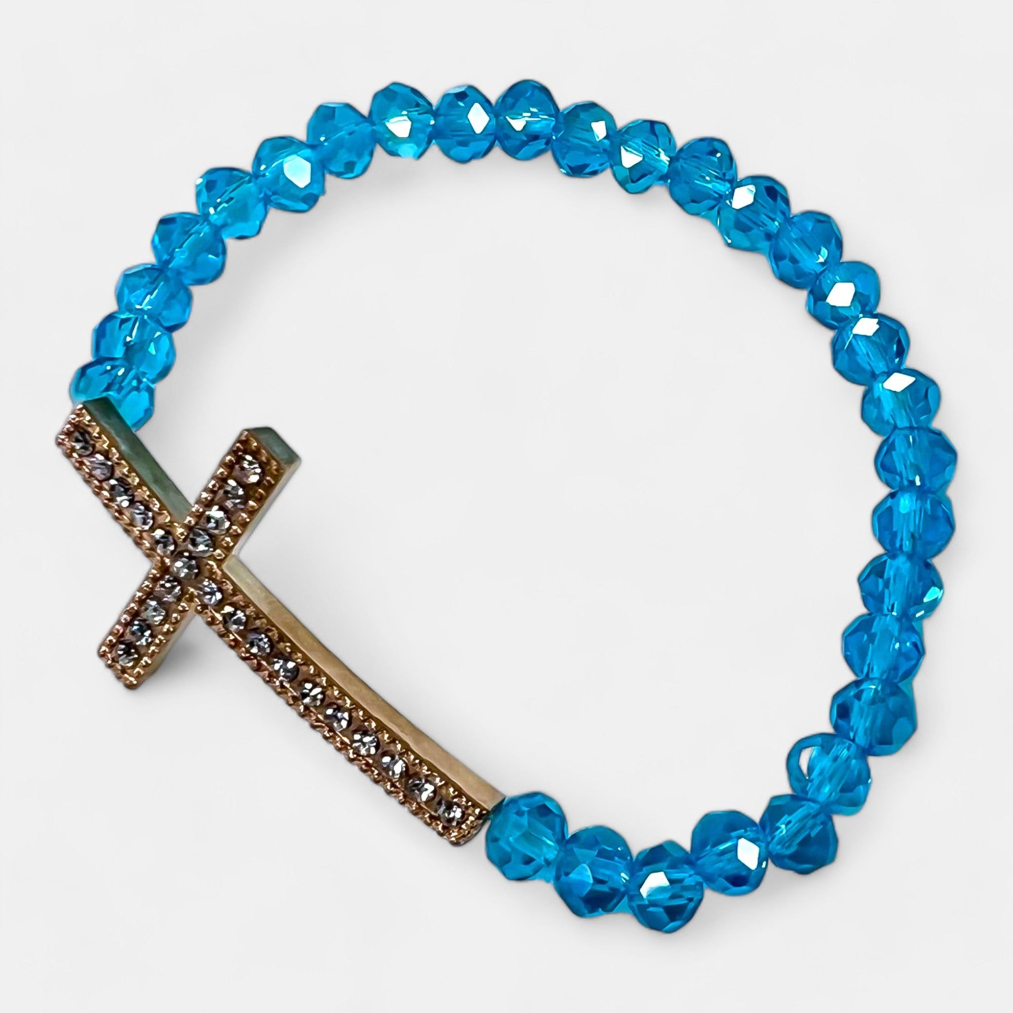 Turquoise Simple Cross Stretch Bracelet sold by ZZs product image thumbnail 2