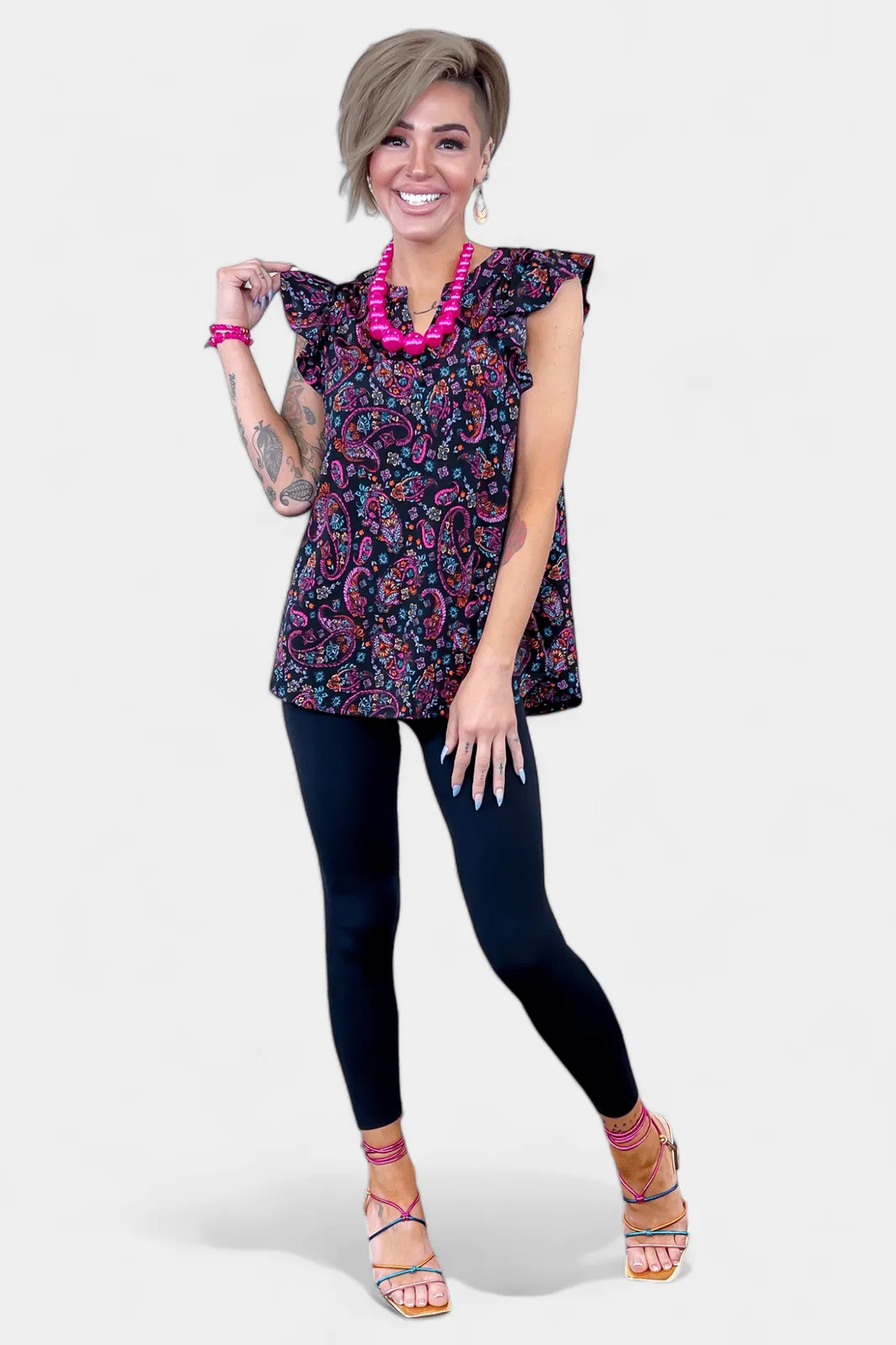 Black Paisley Lizzy Flutter Sleeve Top sold by ZZs product image thumbnail 2